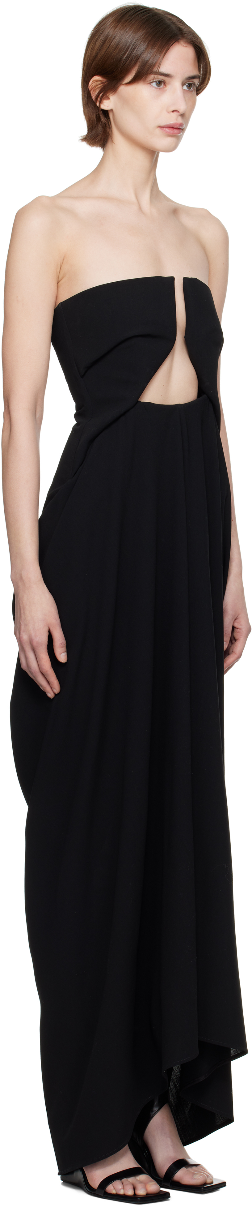 Rick Owens Black Hollywood Amphora Prong Maxi Dress In 09 Black