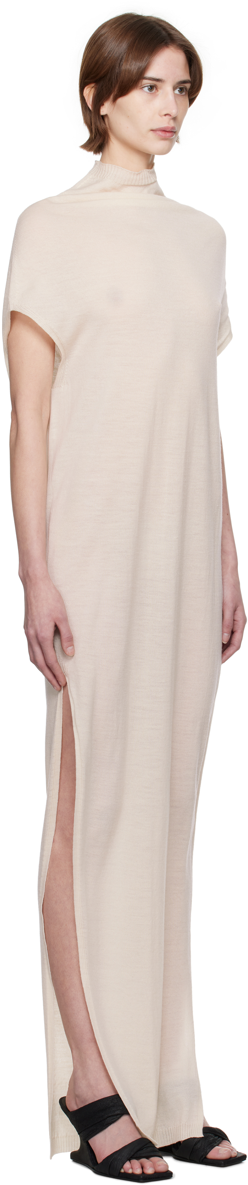 Rick Owens Off-white Hollywood Crater Maxi Dress In 41 Dinge