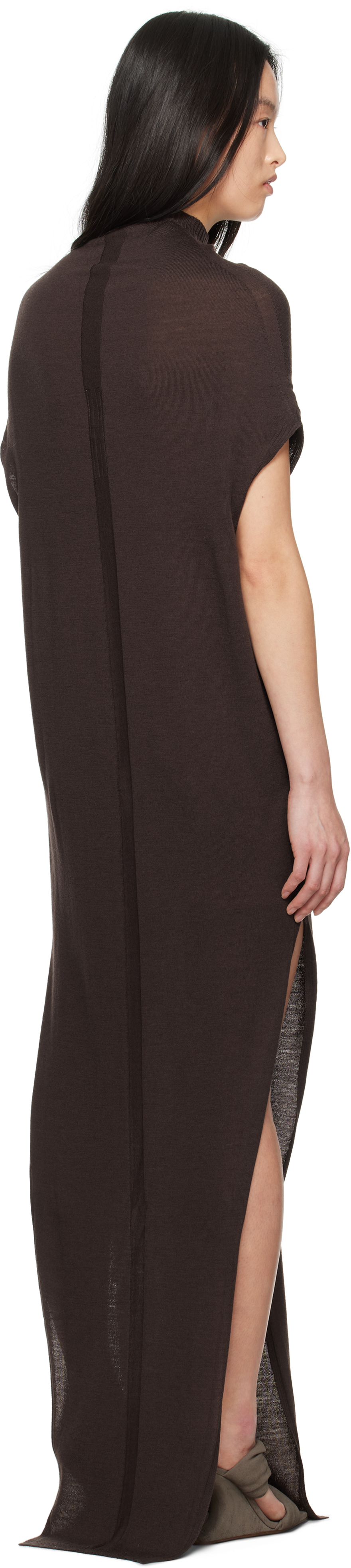 Rick Owens Brown Hollywood Sl Crater Maxi Dress In 14 Mahogany