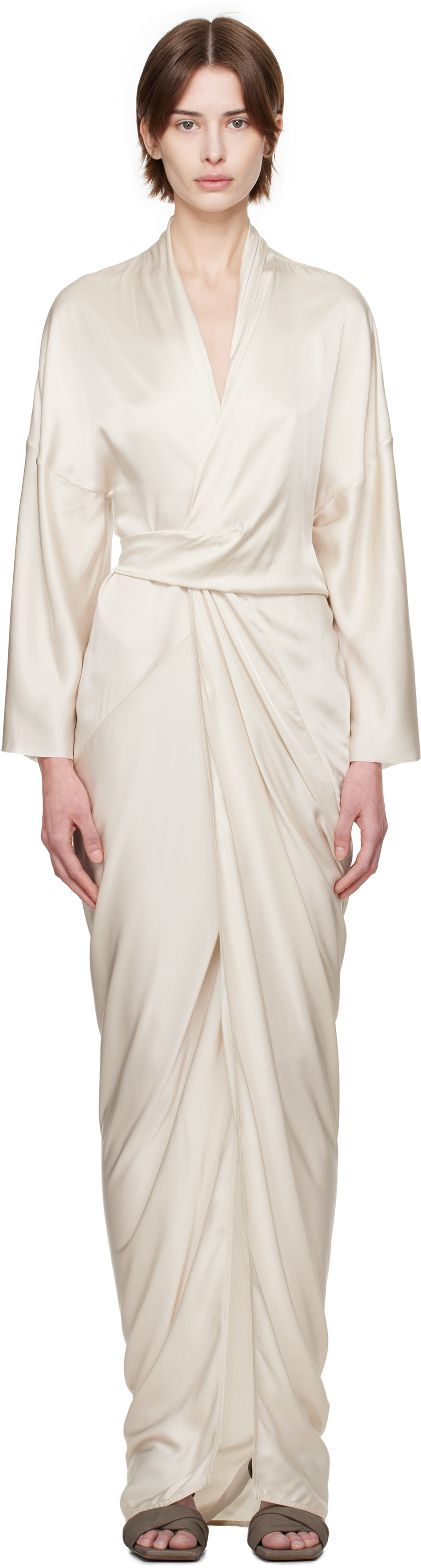 【関税＆送料込み】Rick Owens Wrap Gown RICK OWENS Draped crepe de chine wrap gown | THE OUTNET