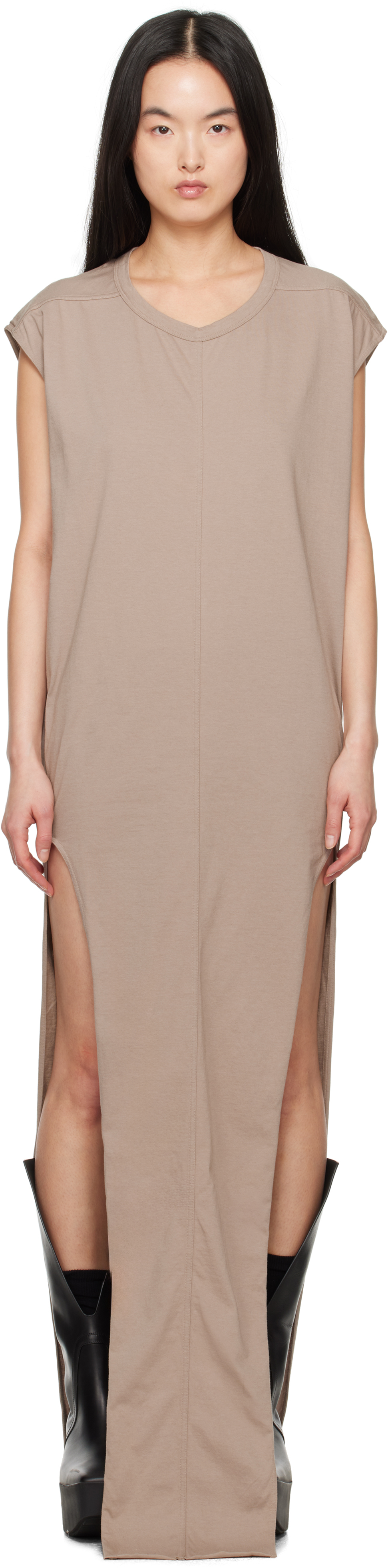 Rick Owens Taupe Hollywood Arrowhead Maxi Dress In 64 Flesh