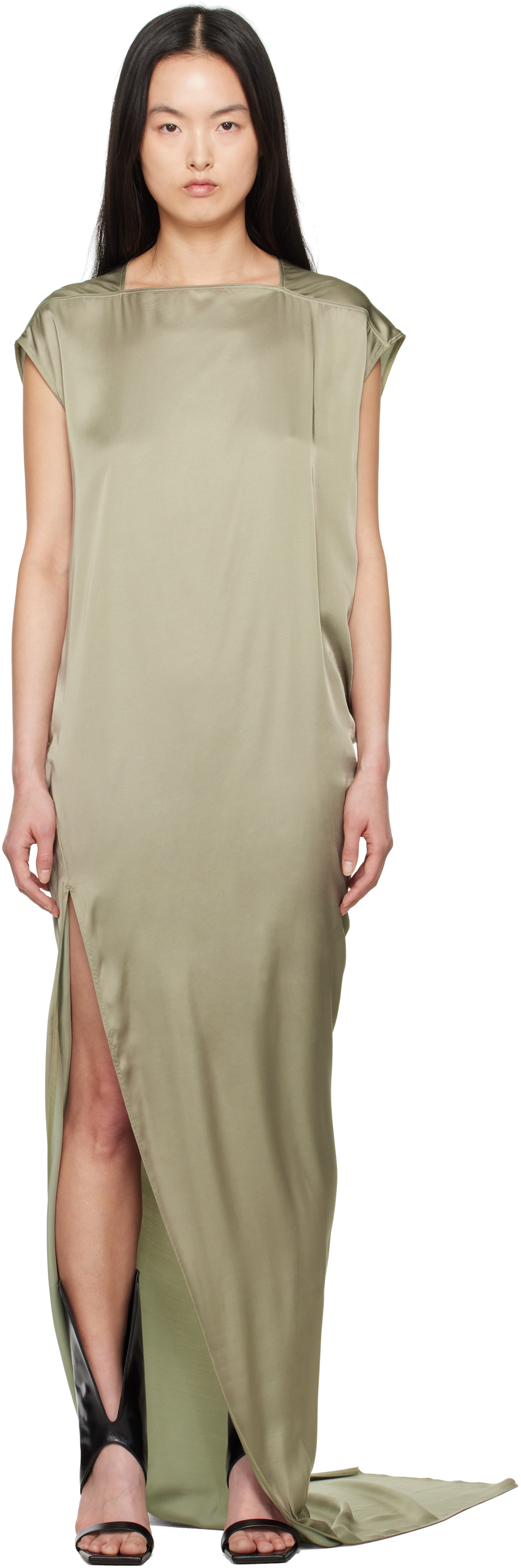 Rick Owens Green Hollywood Edfu T Maxi Dress In 15 Celadon