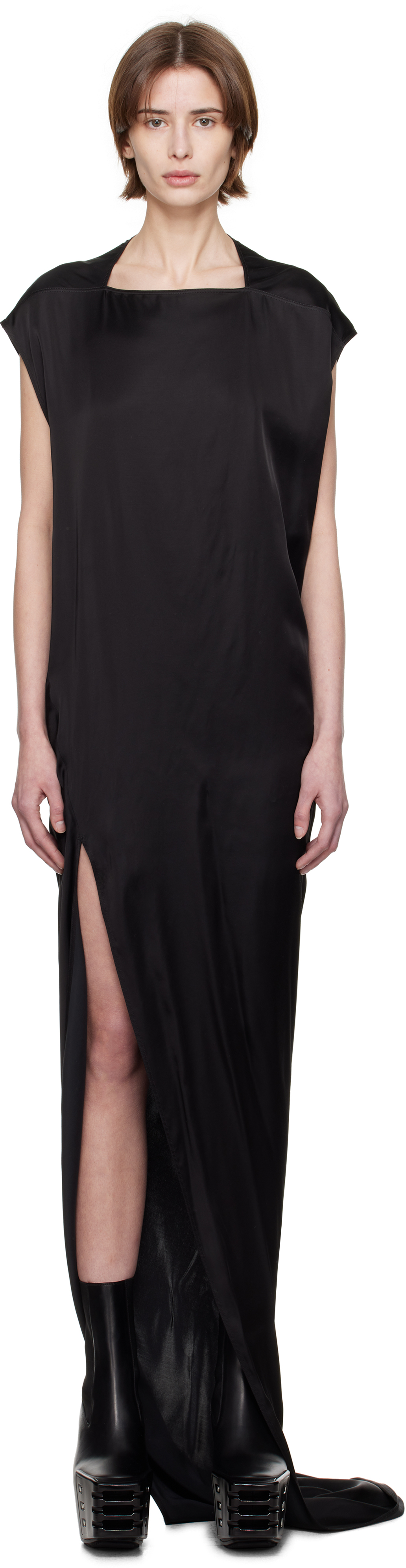 Rick Owens Black Hollywood Edfu Maxi Dress In 09 Black