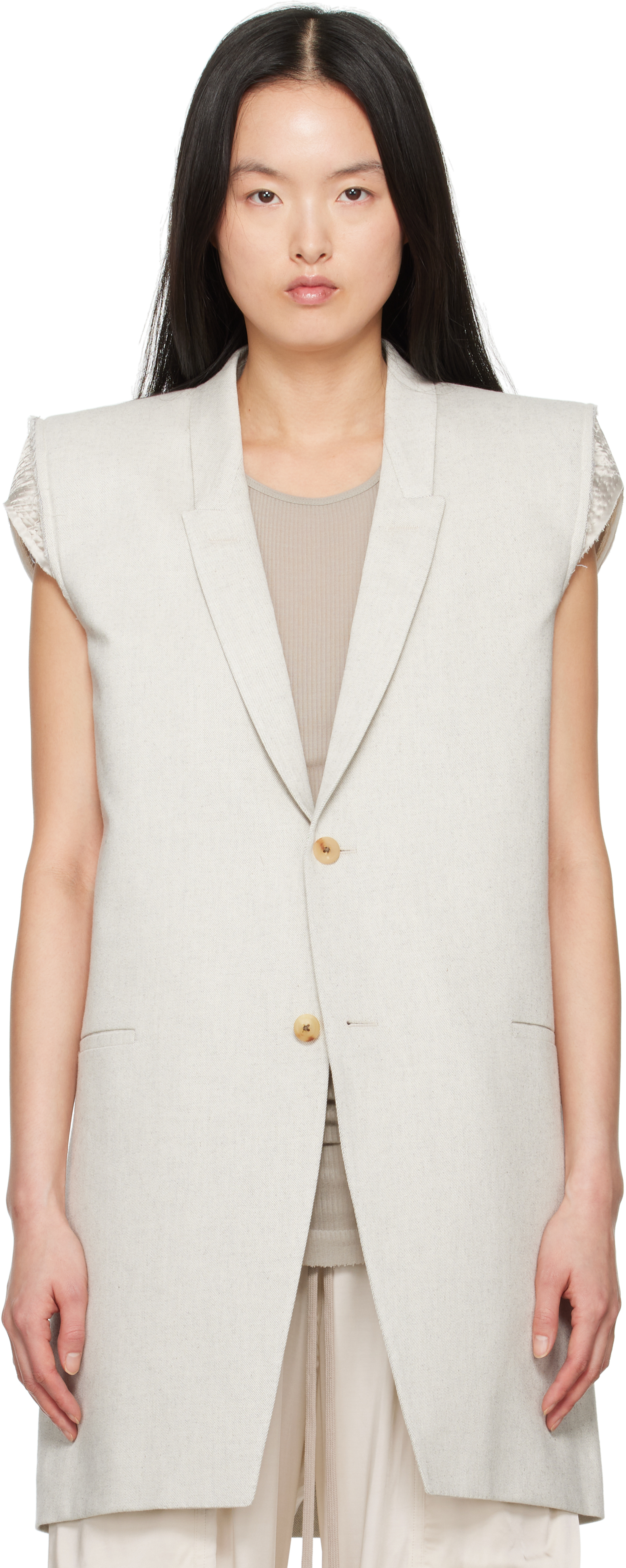 【関税&送料込み】Rick Owens Gile 'Dirt Tailored Sl' Off-White Hollywood Dirt Tailored SL Denim Blazer by Rick