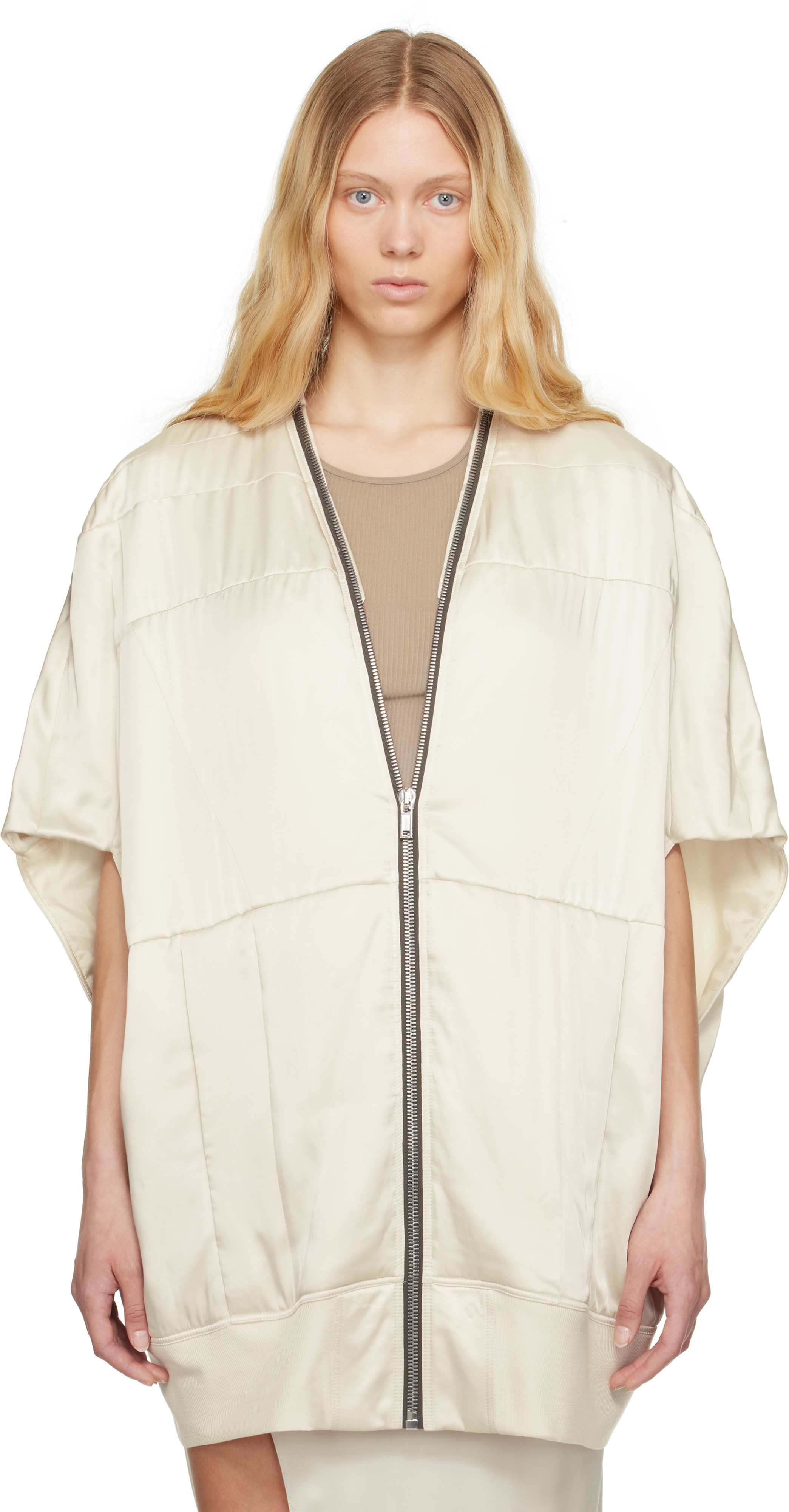 【Rick Owens】Hollywood Girdered Bubble ボンバージャケット Off-White Hollywood Girdered Bubble Bomber Jacket by Rick