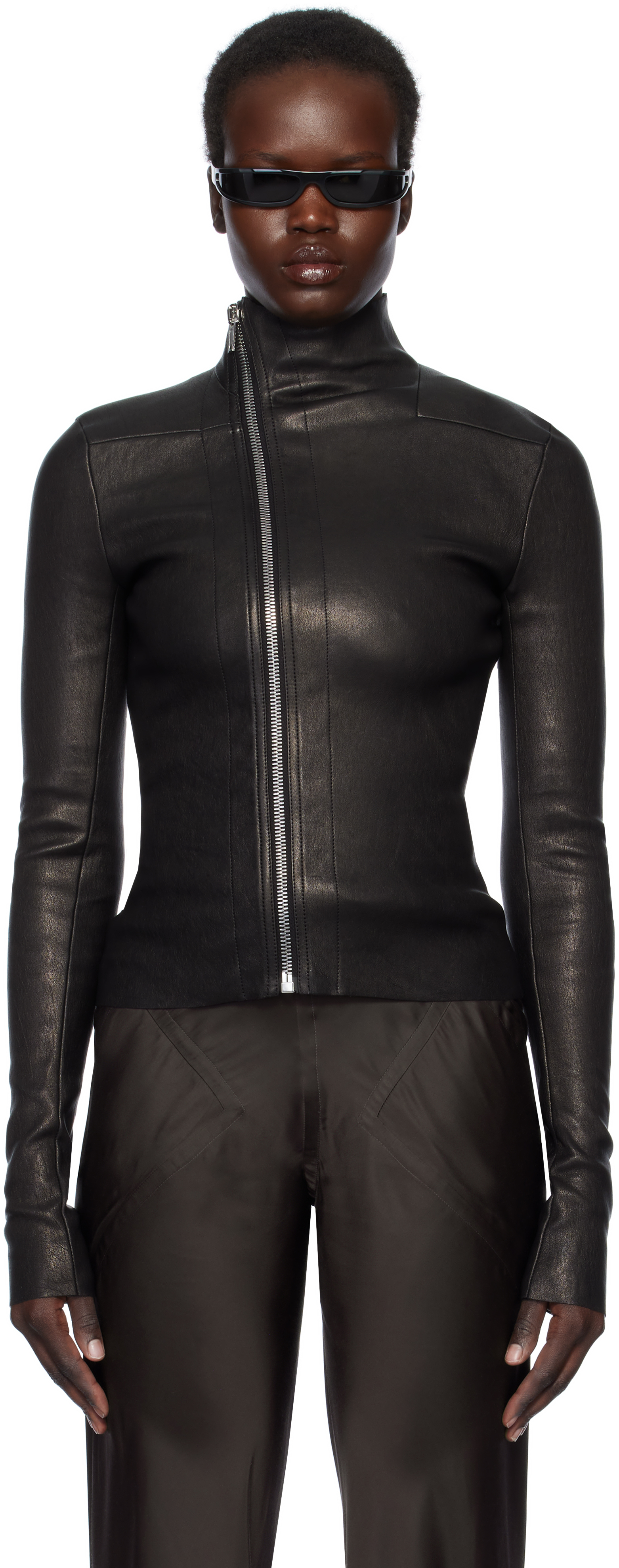 今だけ値下げ！Rick Owens ブラック レザージャケット Rick Owens リックオウエンス レザージャケット RU02B2786-LLP