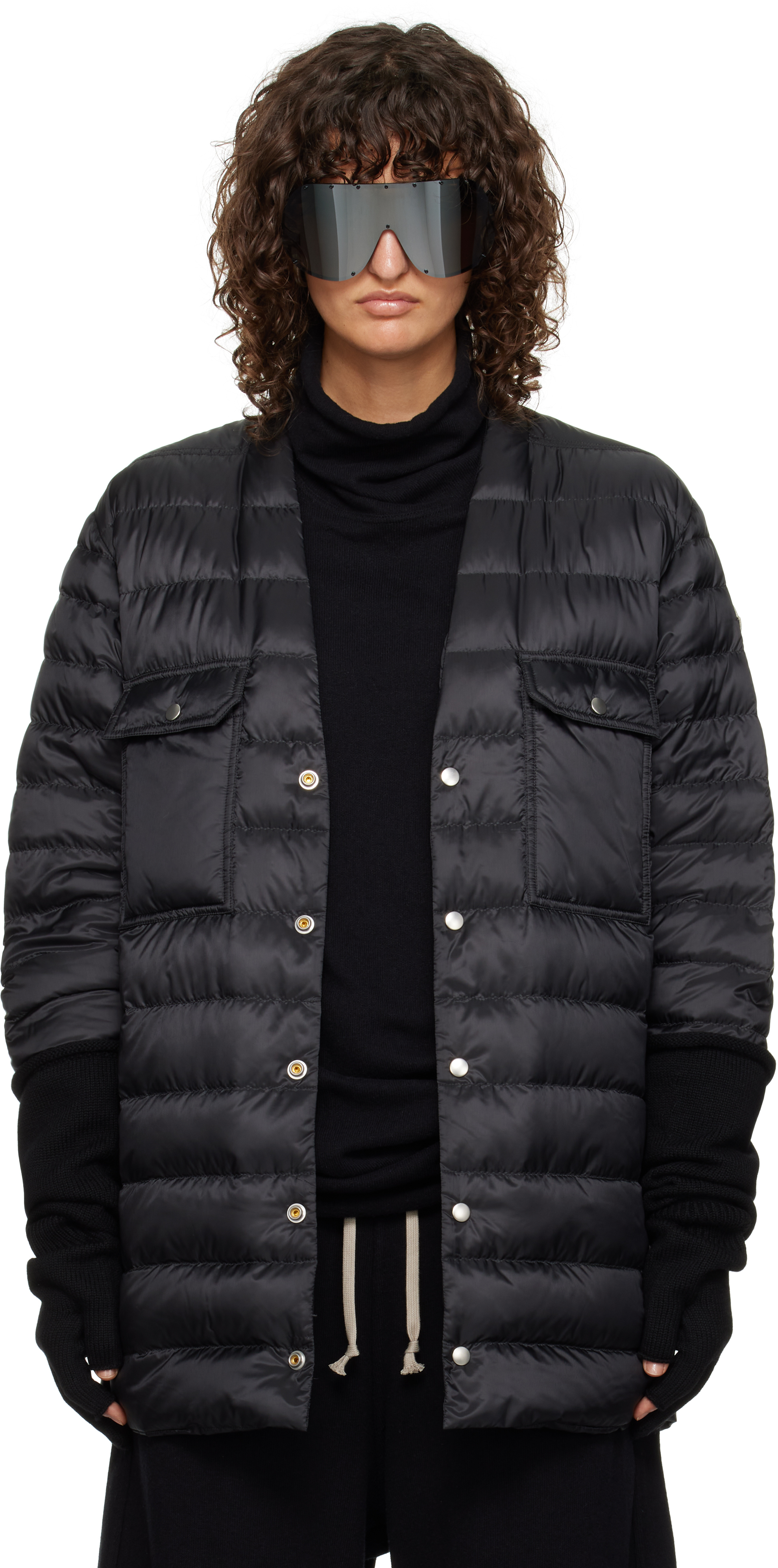 RICK OWENS MONCLER + RICK OWENS BLACK OUTERSHIRT JACKET 