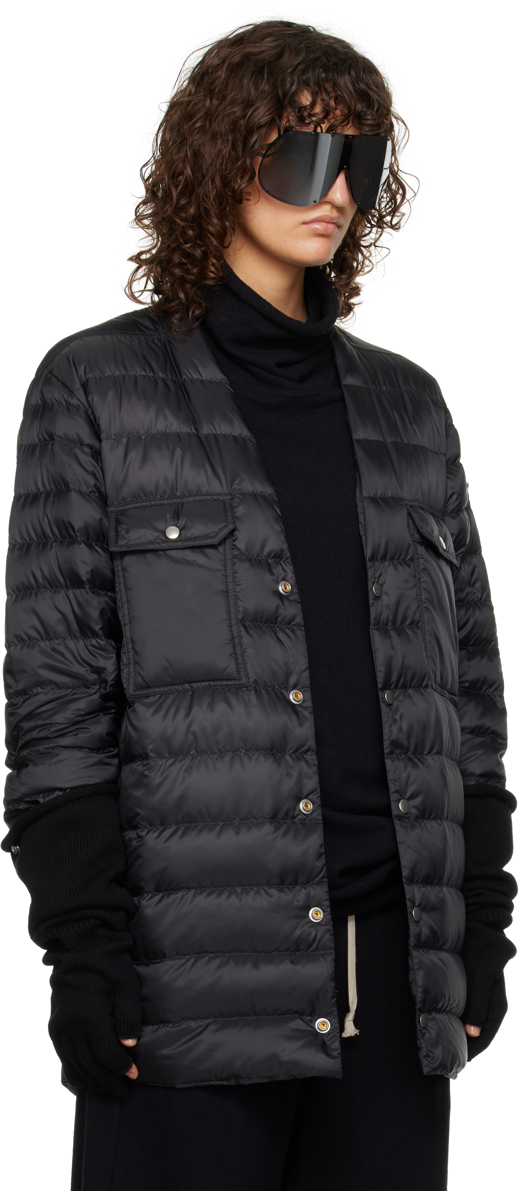 Rick Owens Moncler + 'outershirt' Down Jacket In 999 Black