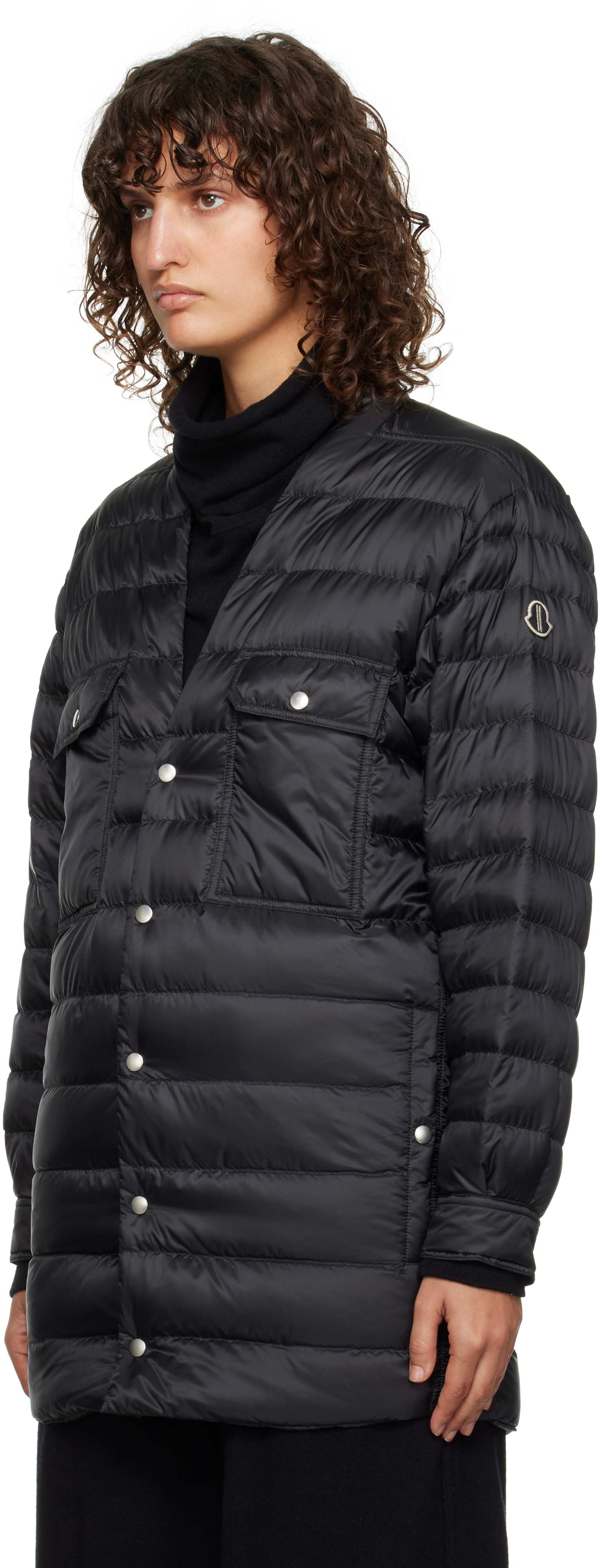 Rick Owens Moncler + 'outershirt' Down Jacket In 999 Black