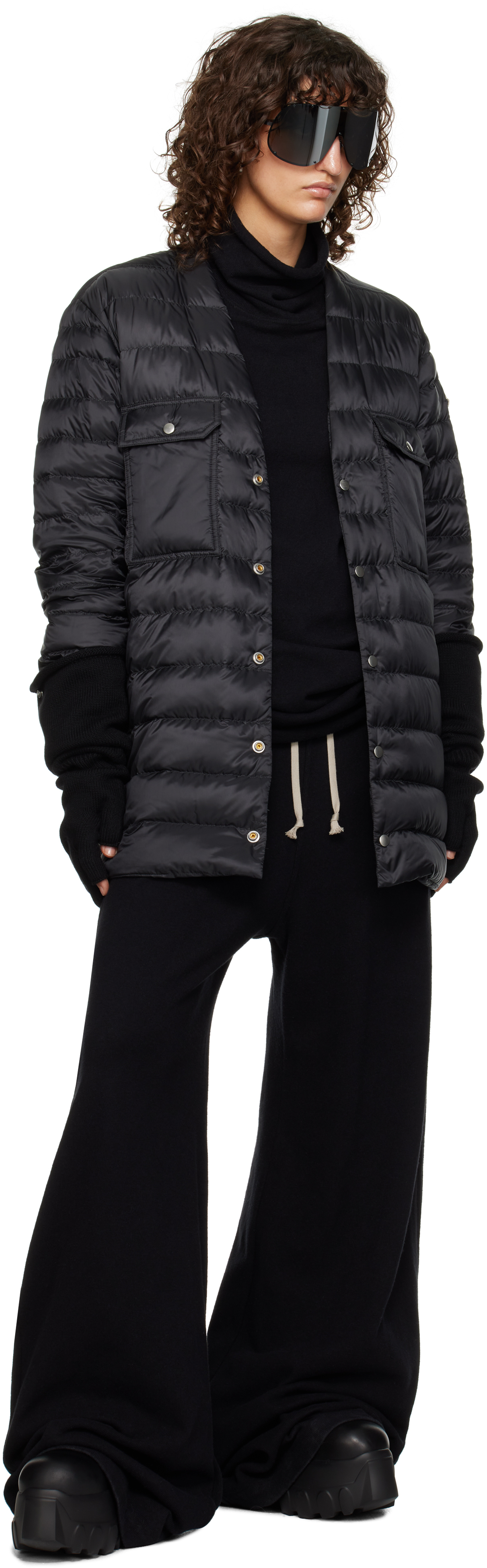 Rick Owens Moncler + 'outershirt' Down Jacket In 999 Black