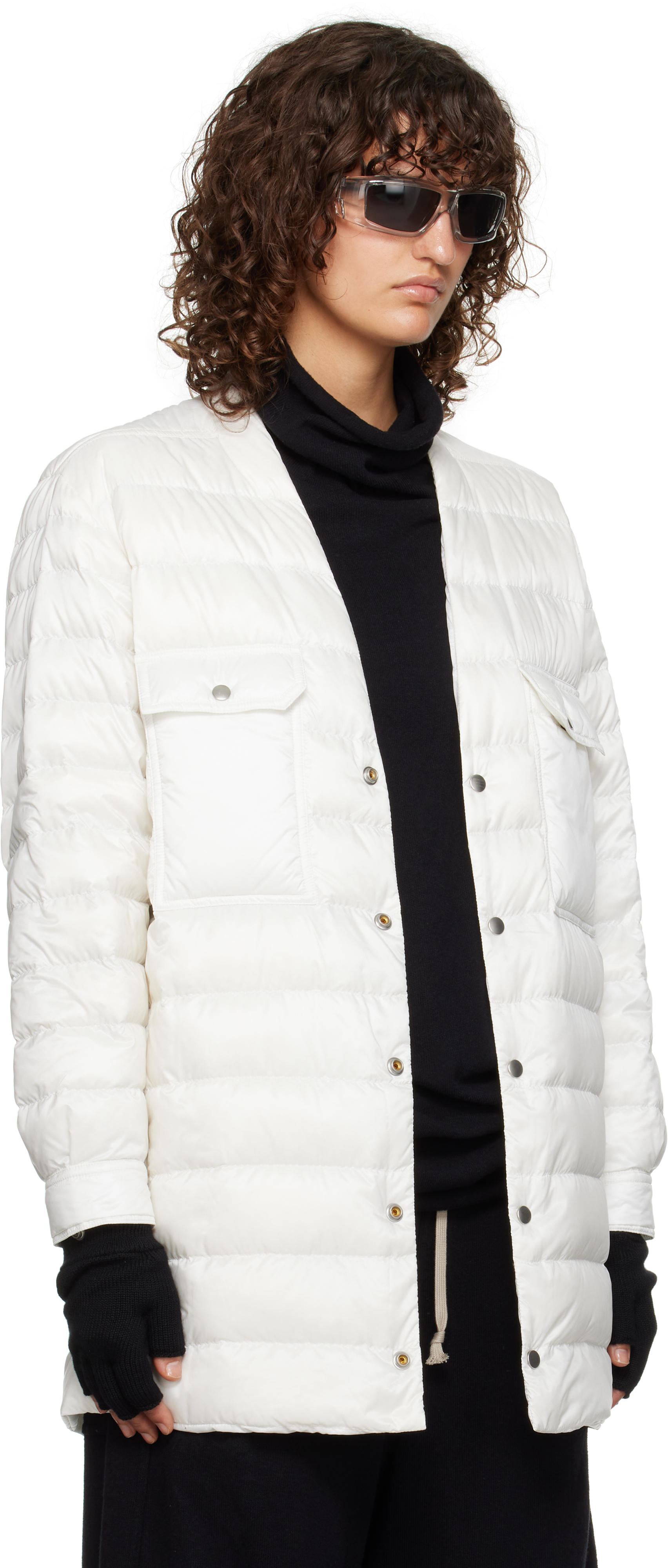 Rick Owens + Moncler Webbing-trimmed Quilted Shell Down Jacket In 41 Milk