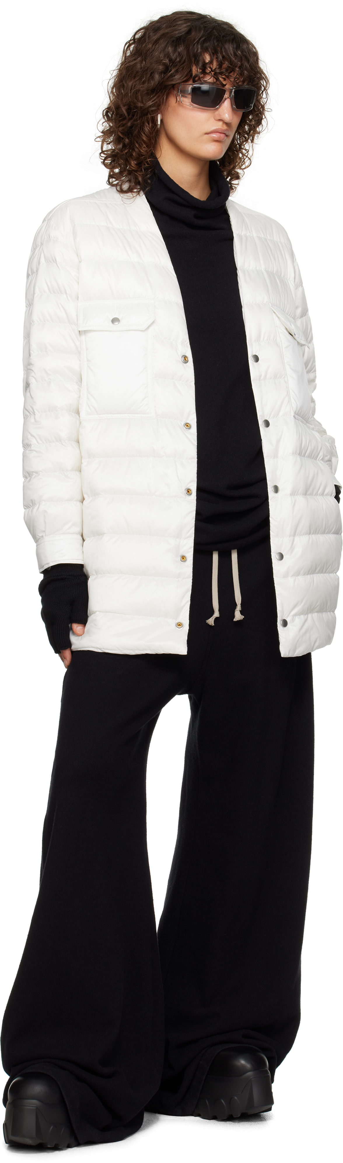 Rick Owens + Moncler Webbing-trimmed Quilted Shell Down Jacket In 41 Milk