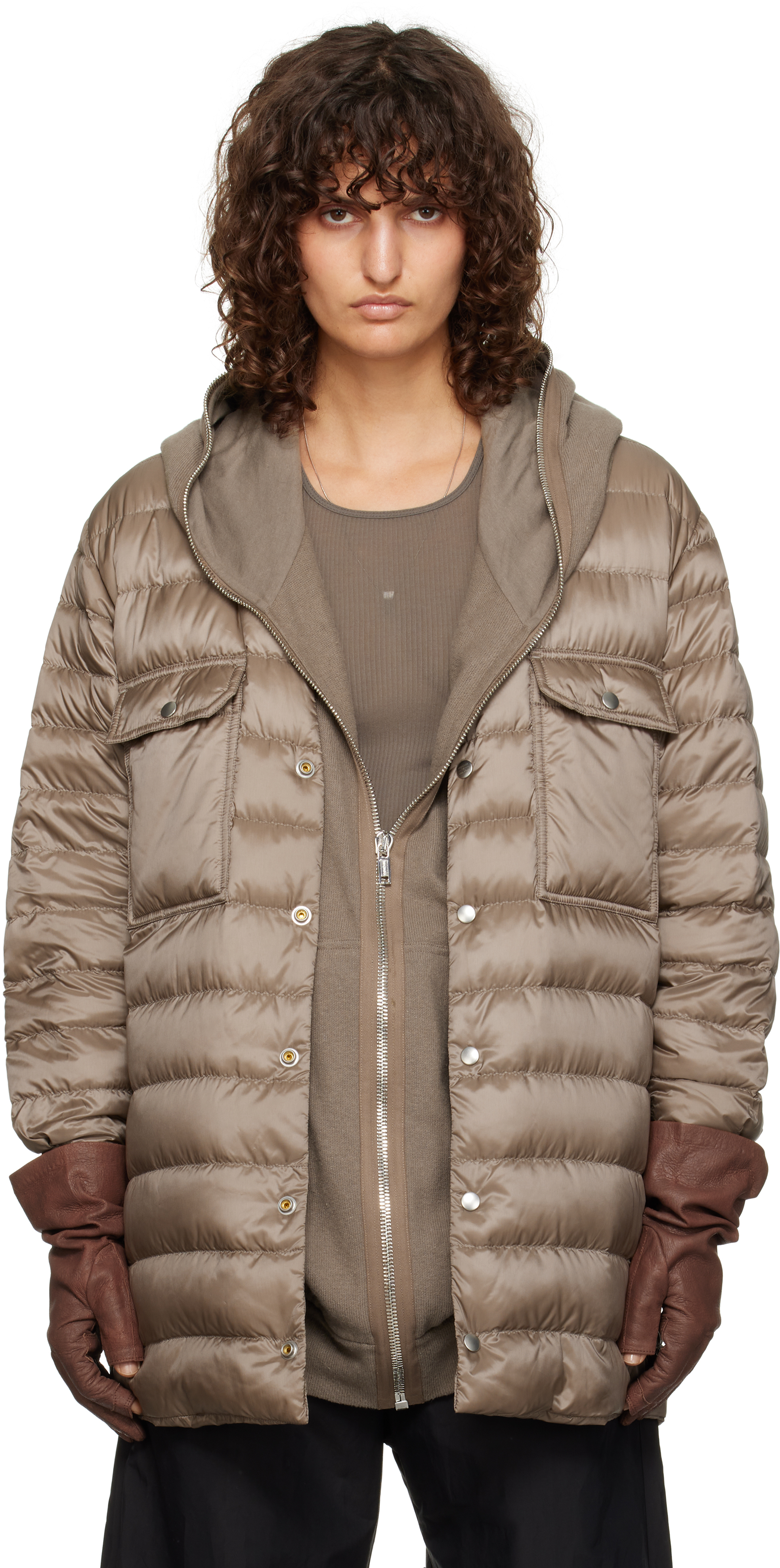 Shop Rick Owens Moncler + Gray Outershirt Jacket In 25u Dust