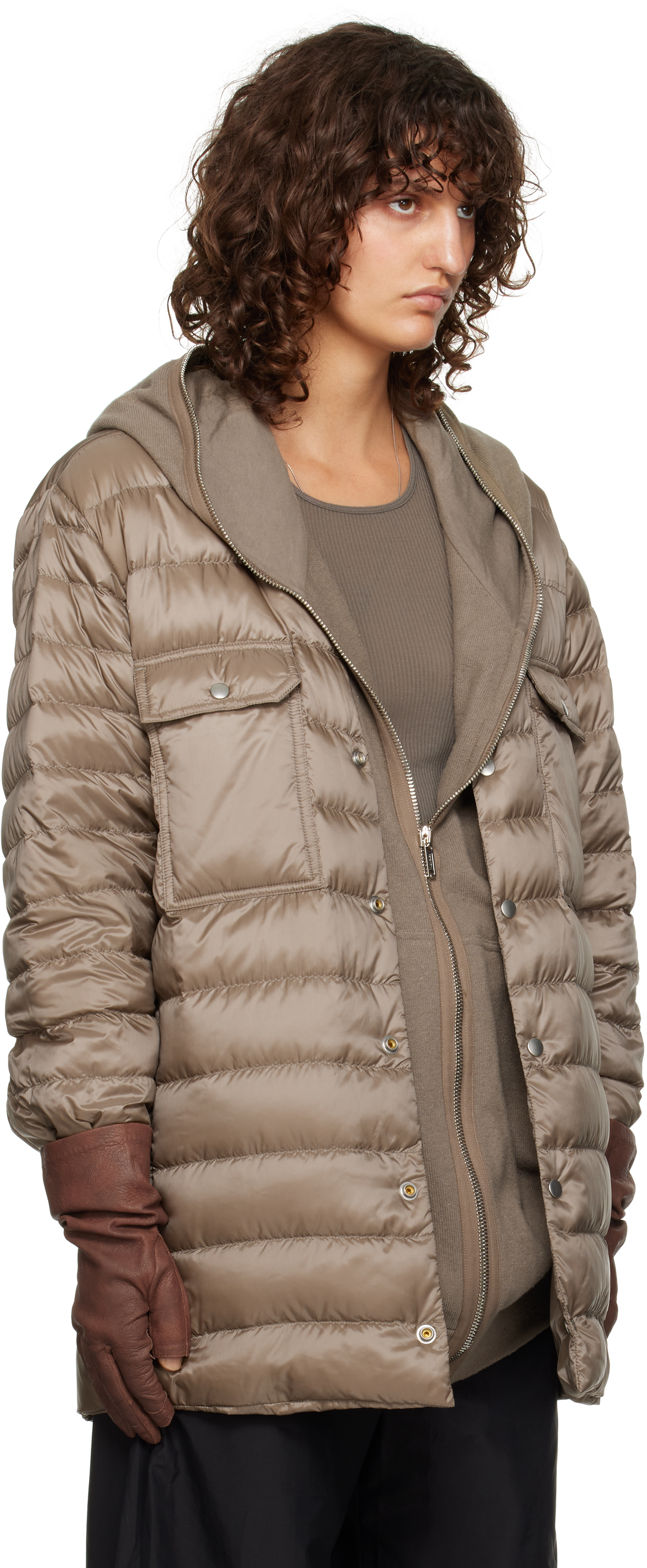 Shop Rick Owens Moncler + Gray Outershirt Jacket In 25u Dust