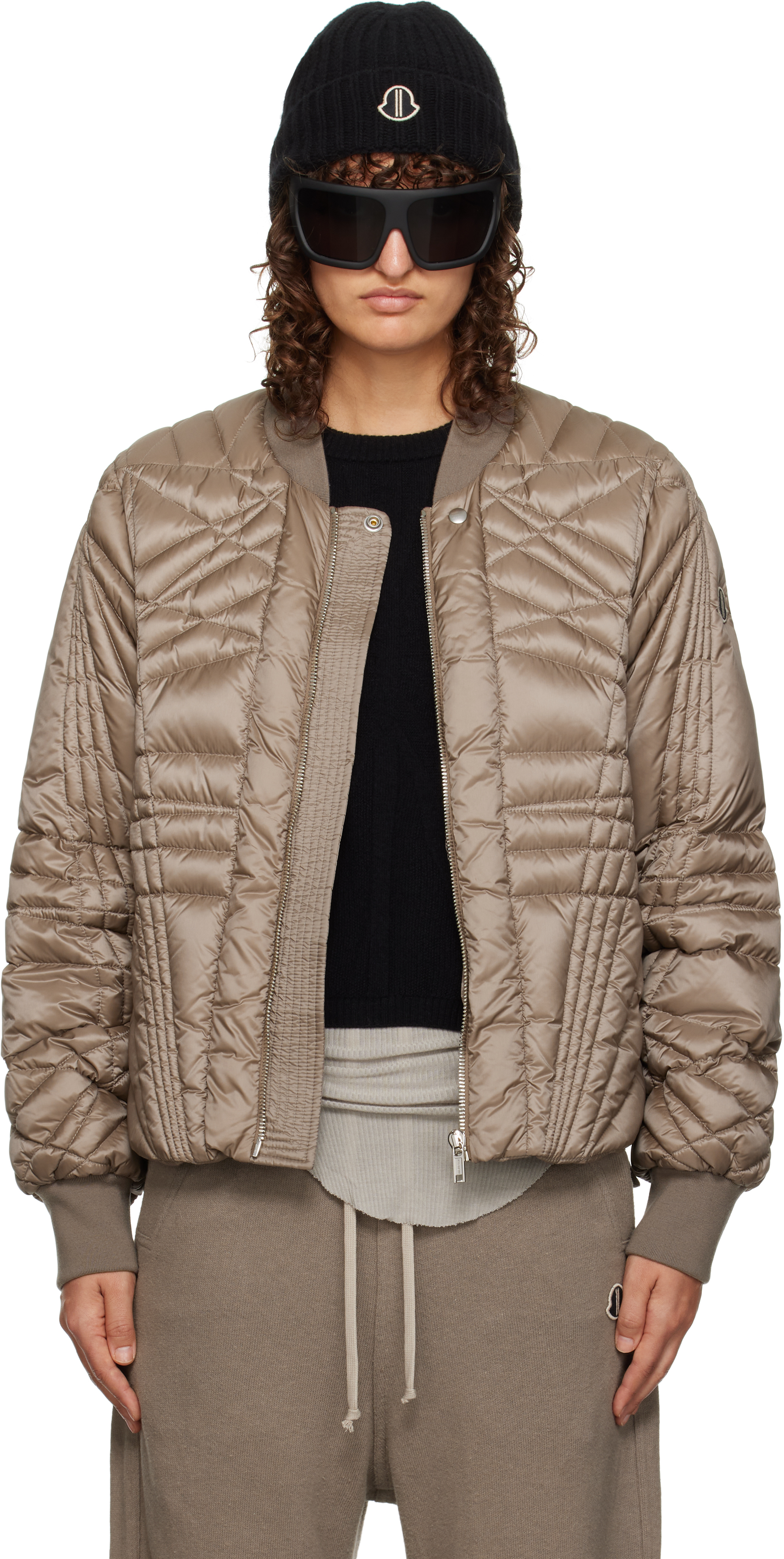 Moncler + Rick Owens Black Megapenta Flight Bomber Jacket