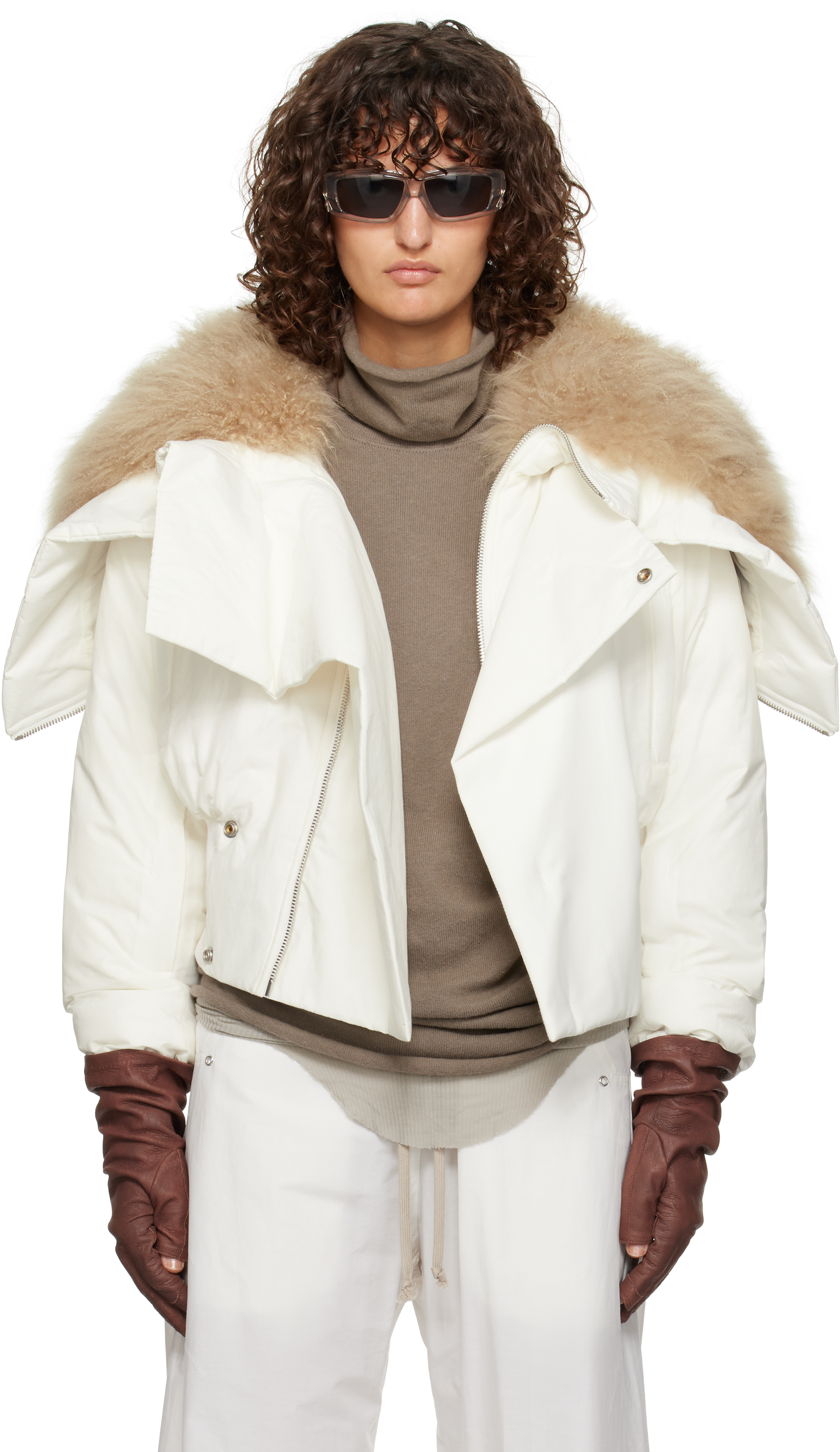 Rick Owens: Moncler + Rick Owens Off-White Alice Fur Jacket
