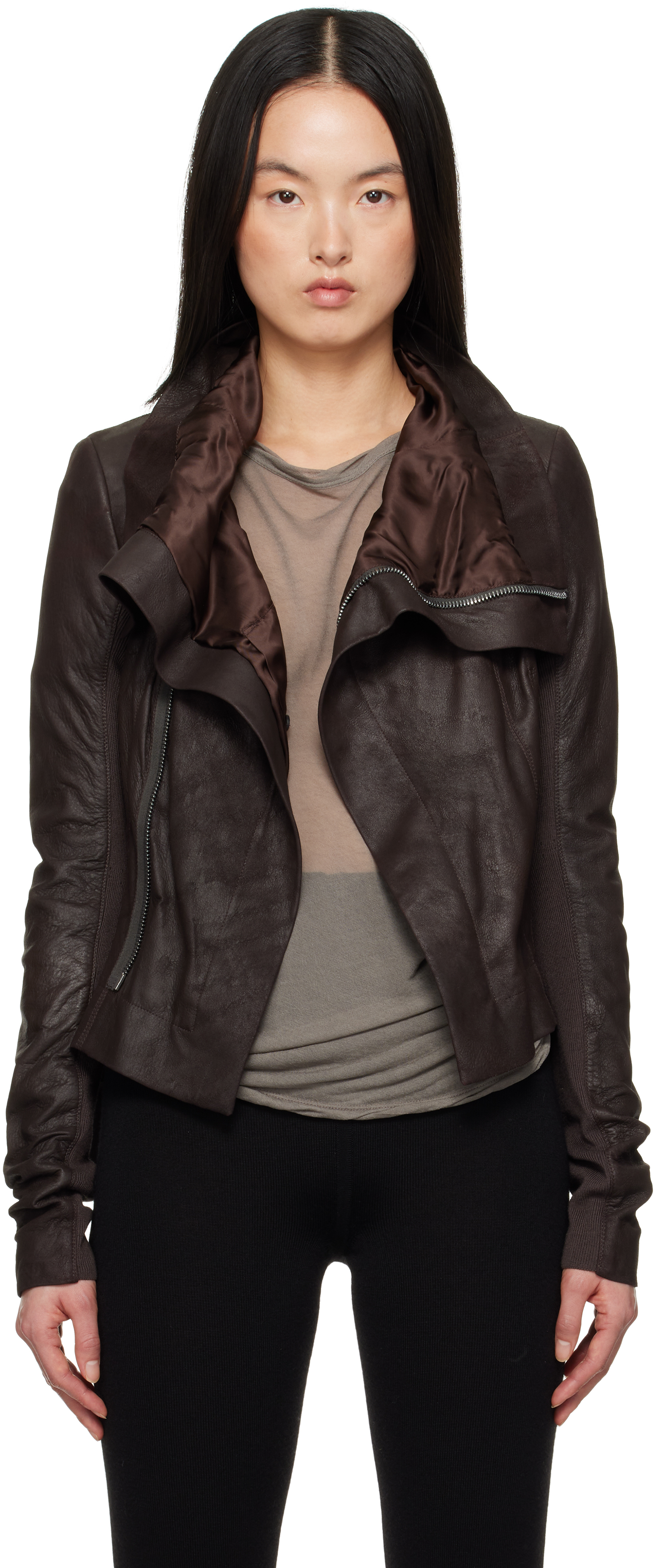 【関税＆送料込み】Rick Owens Hollywood Naska Biker Clothin Naska leather biker jacket in black - Rick Owens | Mytheresa