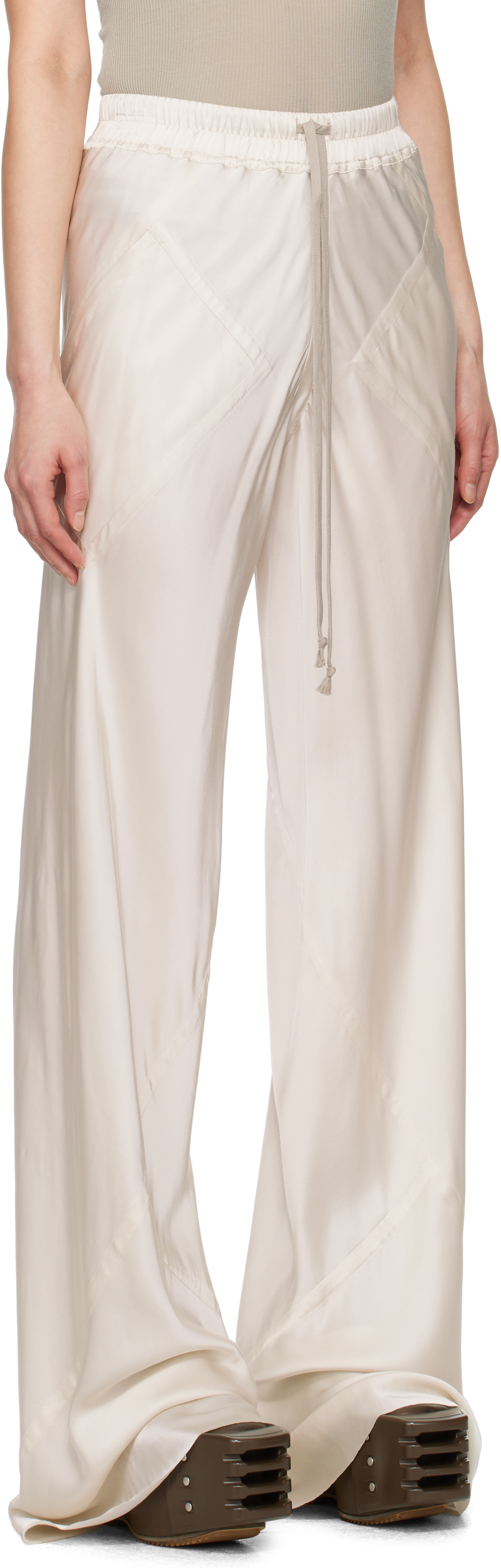 Rick Owens Off-white Hollywood Drawstring Bias Lounge Pants In 41 Dinge