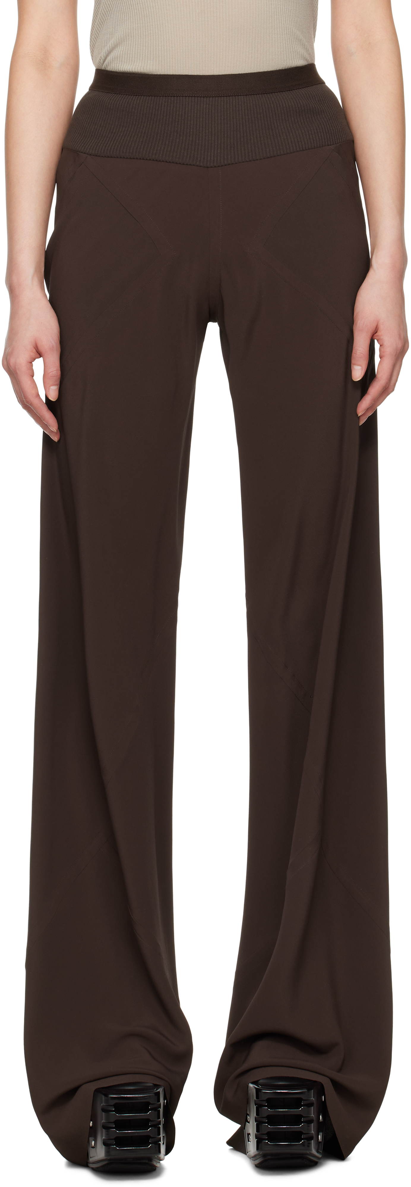 パンツ RICK OWENS Women Straight Pants RP02C1303 BROWN Brown Hollywood Bias Trousers by Rick Owens on Sale