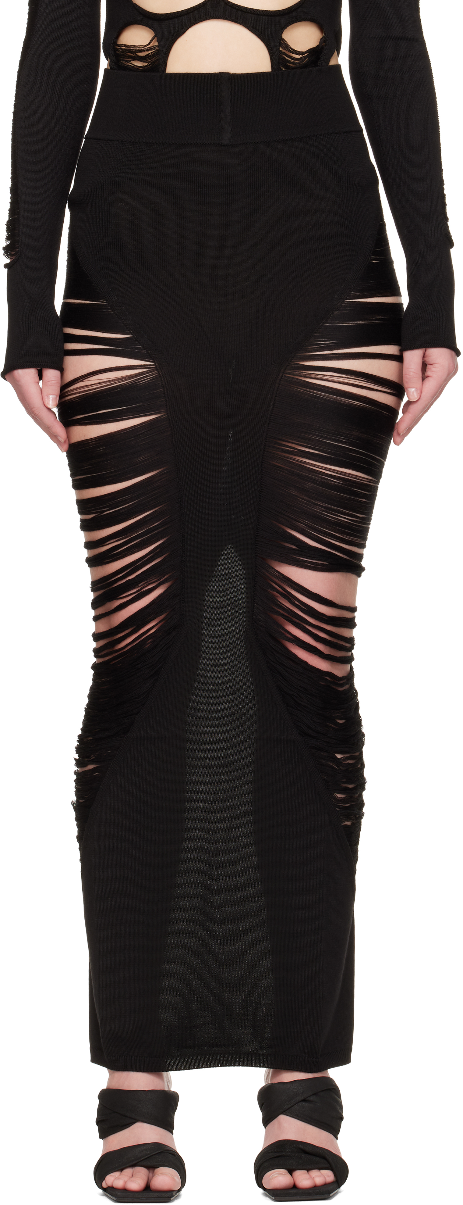 Black Hollywood Pillar Maxi Skirt