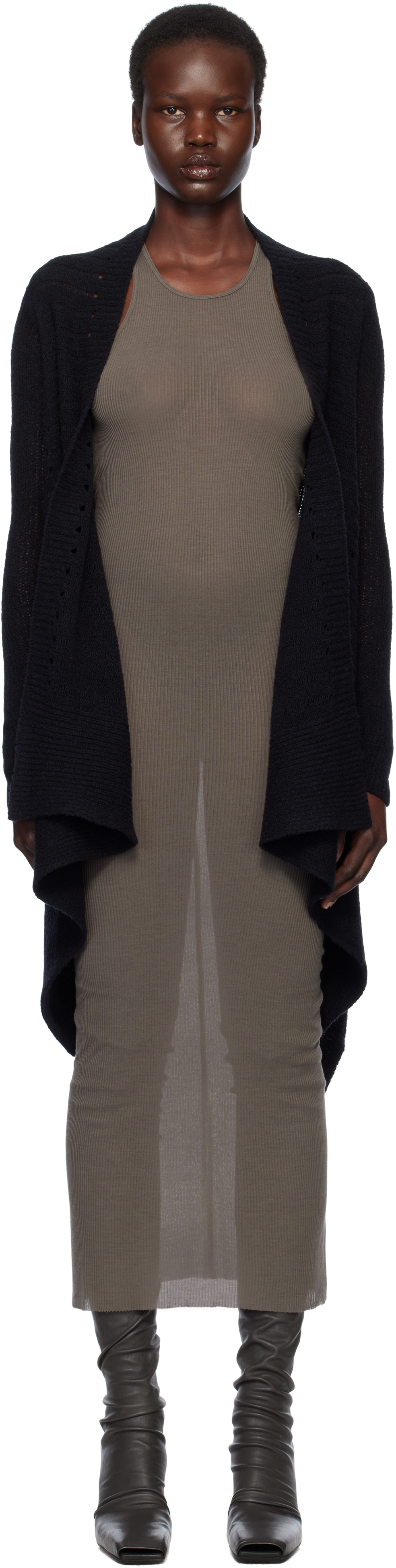 Rick Owens - Rick Owens ミディアムラップ　カーディガン　黒 Rick Owens - Rick Owens ミディアムラップ カーディガン 黒の