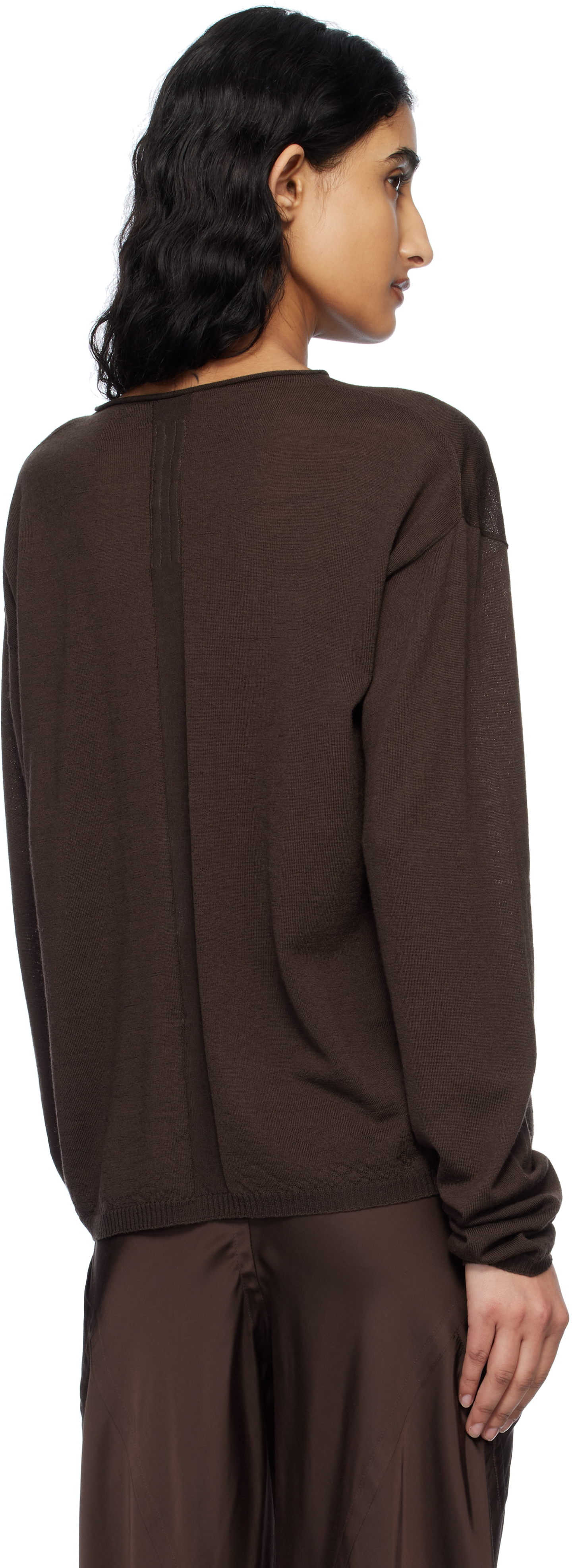 Rick Owens Brown Hollywood Pull Sweater In 14 Mahogany