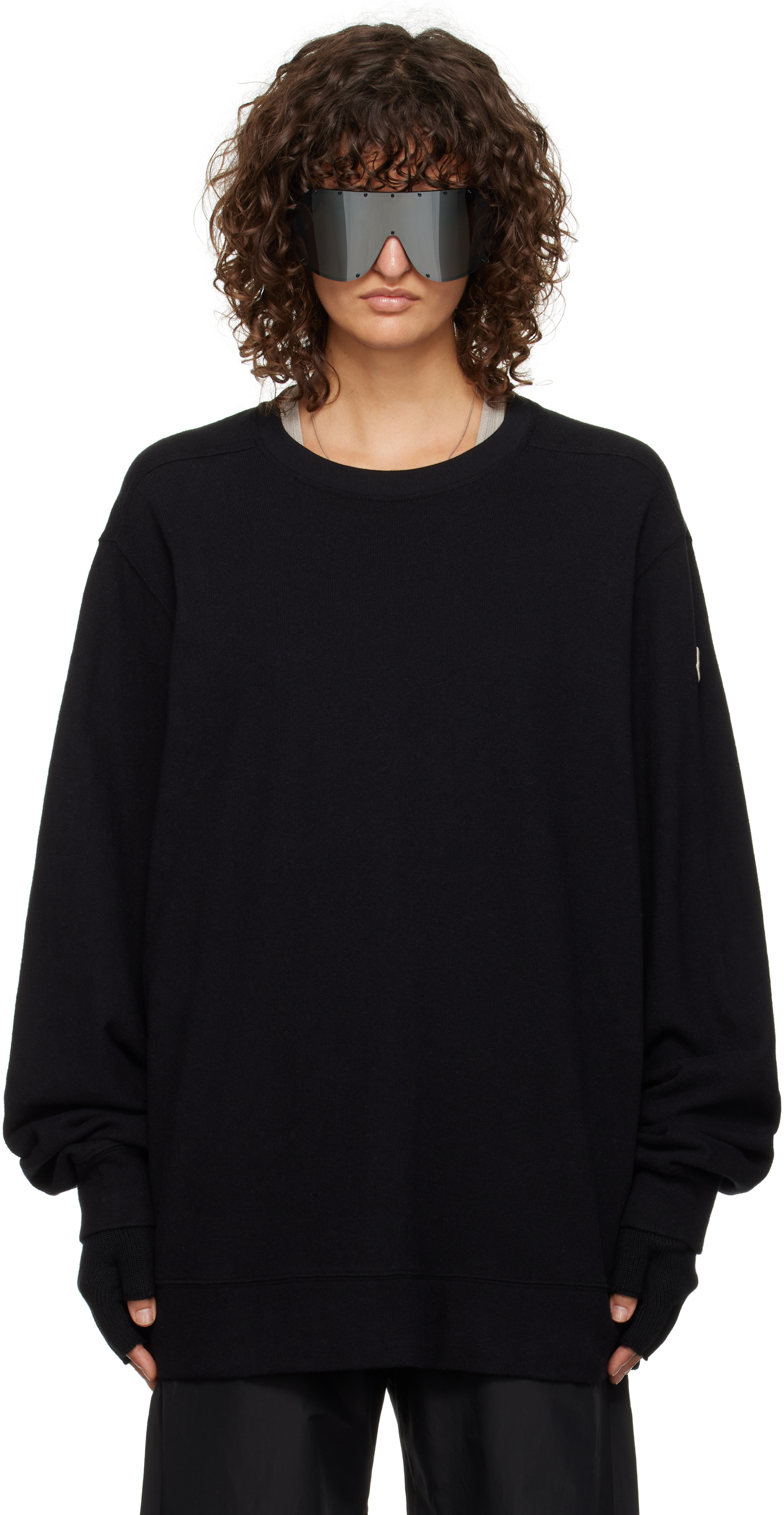 Rick Owens: Moncler + Rick Owens Black Jumbo Sweatshirt | SSENSE