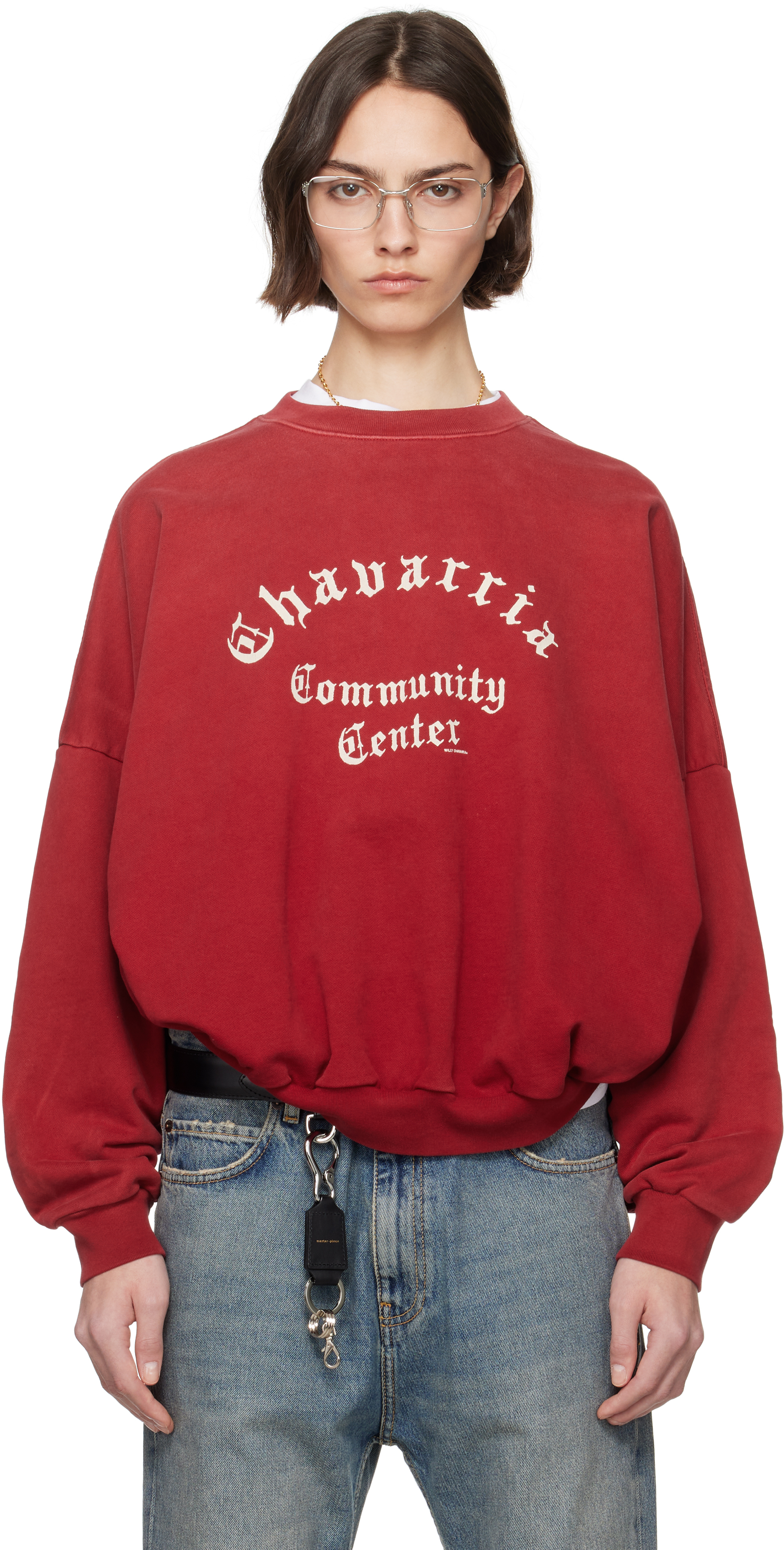 Willy Chavarria Red 'community Center' Hooligan Crew Sweatshirt