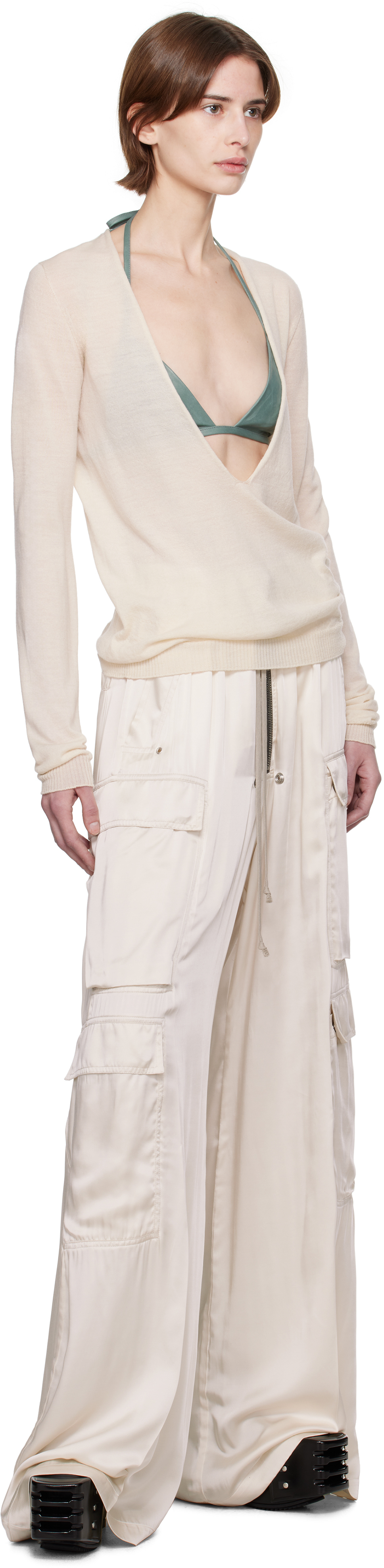 Rick Owens Off-white Hollywood Xtreme V Neck Sweater In 41 Dinge
