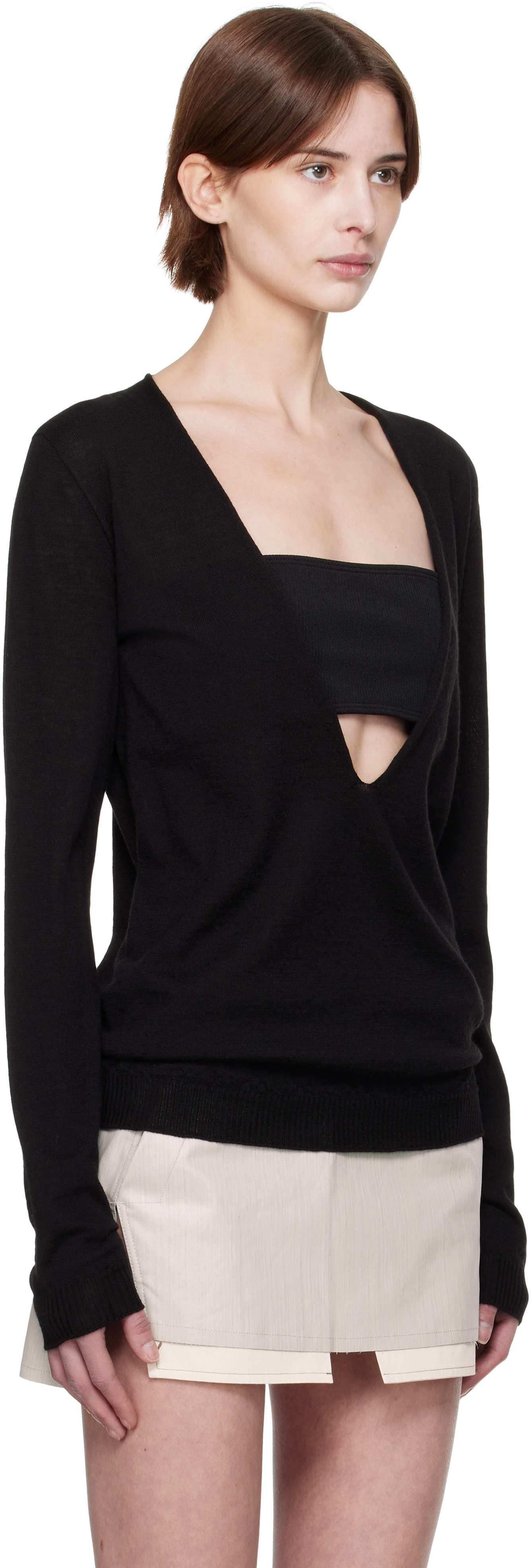 Rick Owens Black Hollywood Xtreme V Neck Sweater In 09 Black