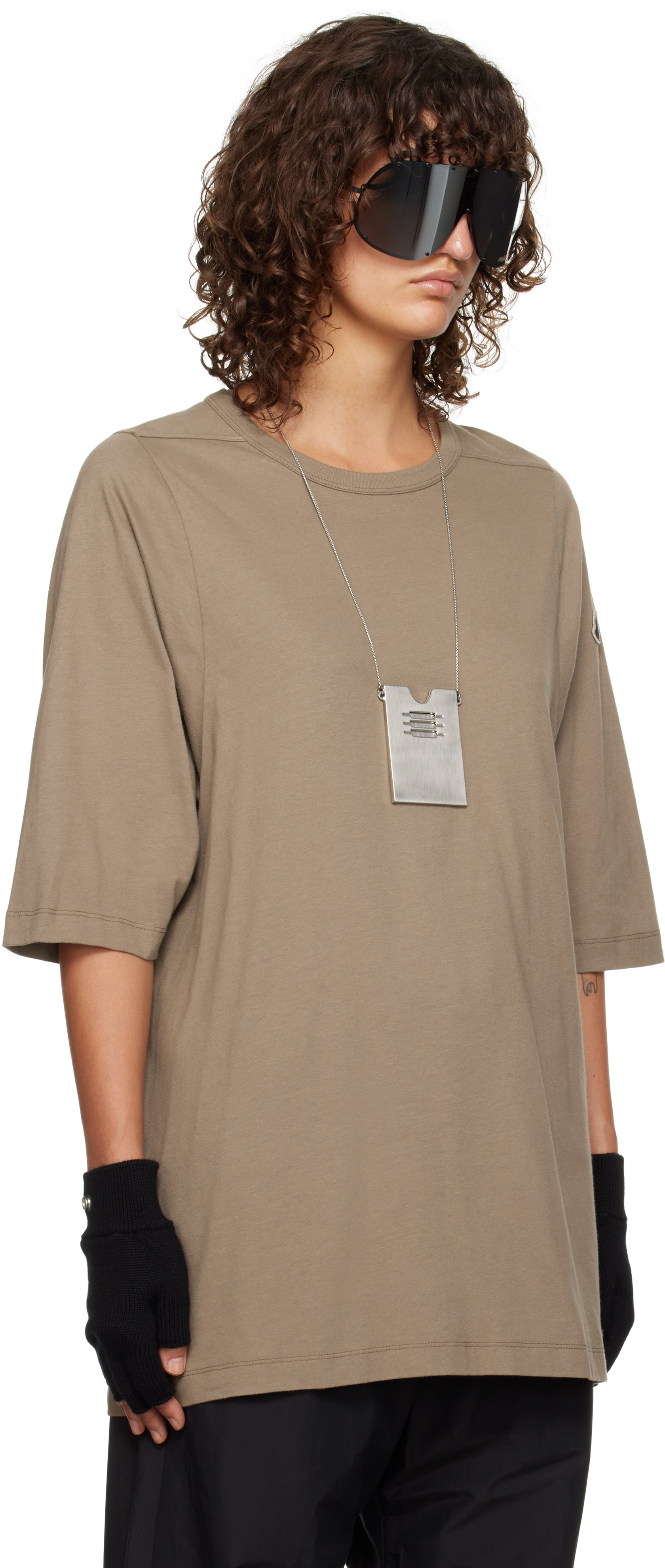 Rick Owens Moncler + Gray Organic Cotton T-shirt In 25u Dust