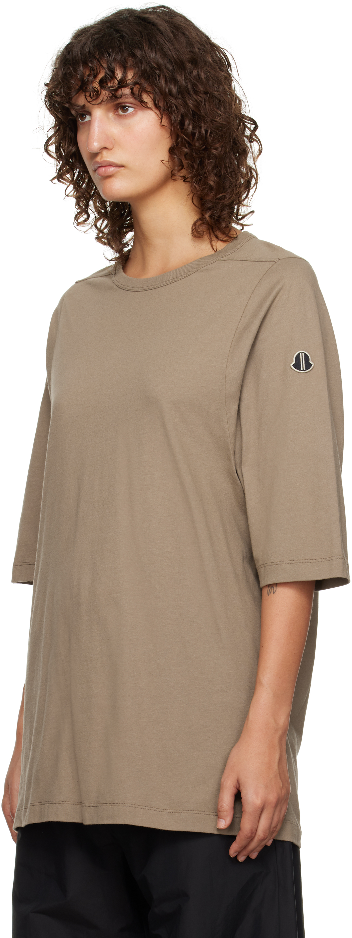 Rick Owens Moncler + Gray Organic Cotton T-shirt In 25u Dust
