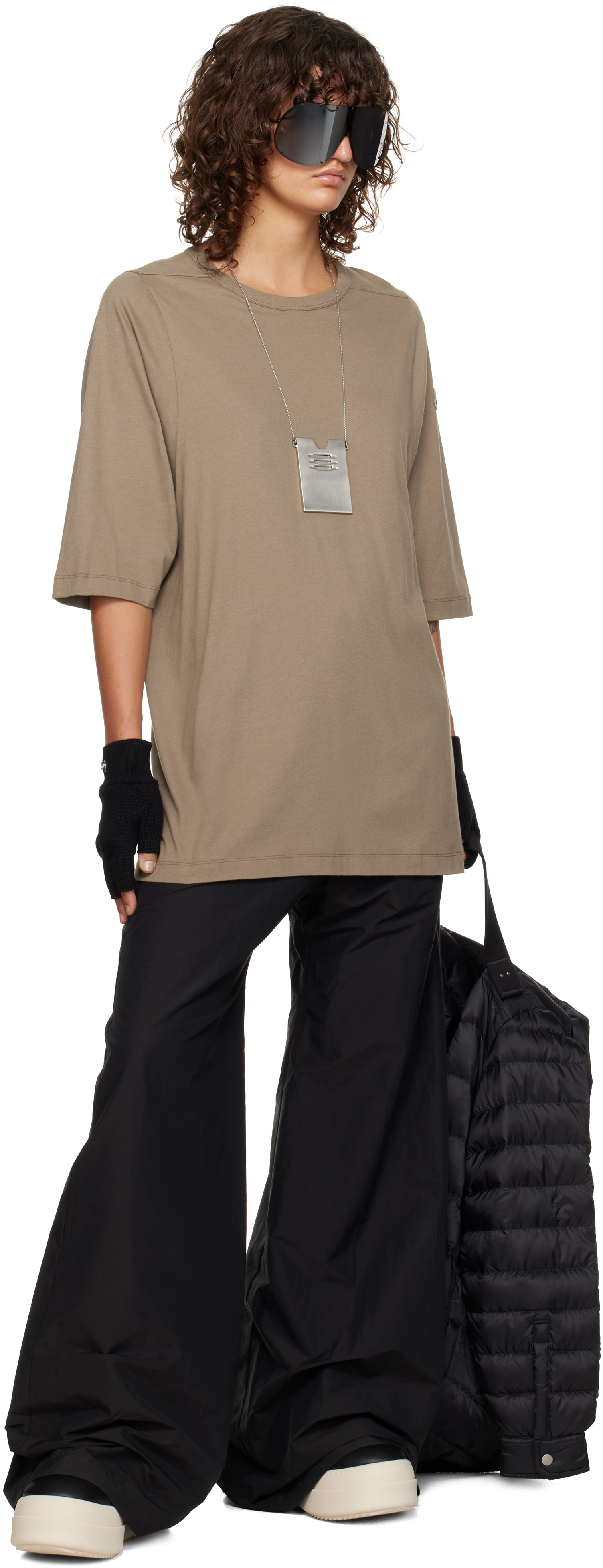 Rick Owens Moncler + Gray Organic Cotton T-shirt In 25u Dust