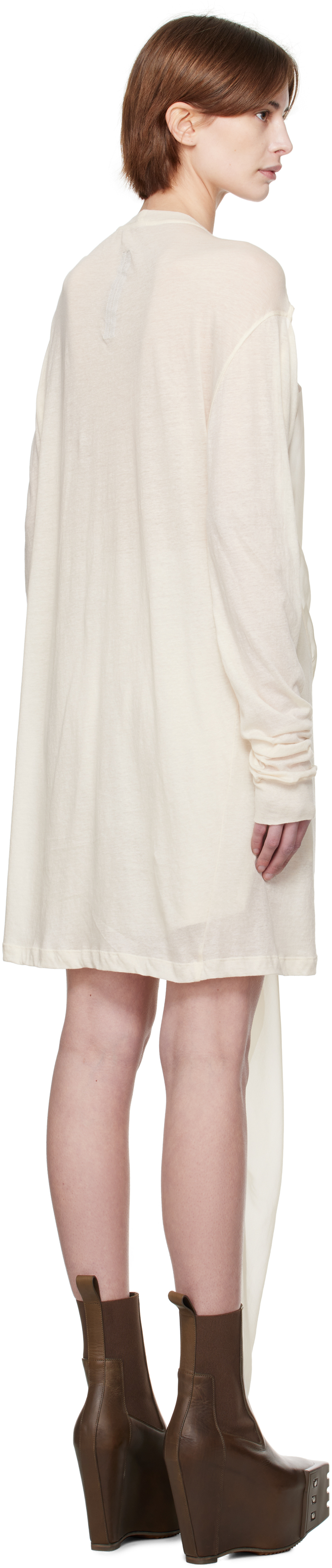 Rick Owens Off-white Hollywood Drain T-shirt In 2141 Natural/dinge