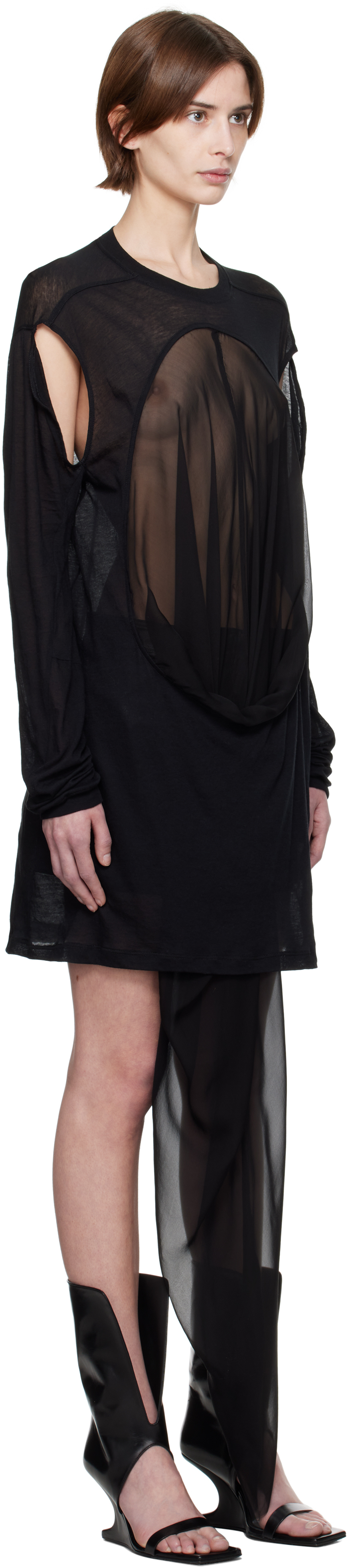 Rick Owens Black Hollywood Drain T-shirt In 0909 Black/black