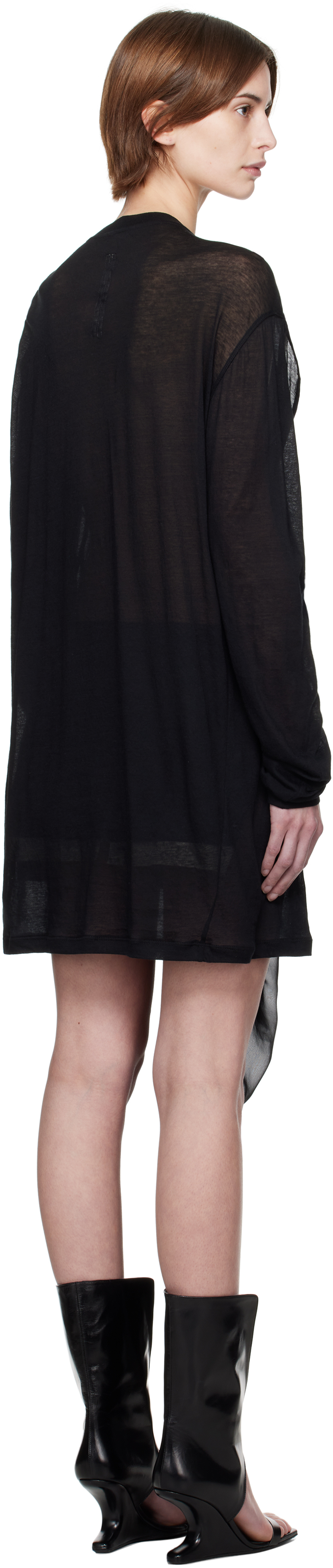 Rick Owens Black Hollywood Drain T-shirt In 0909 Black/black