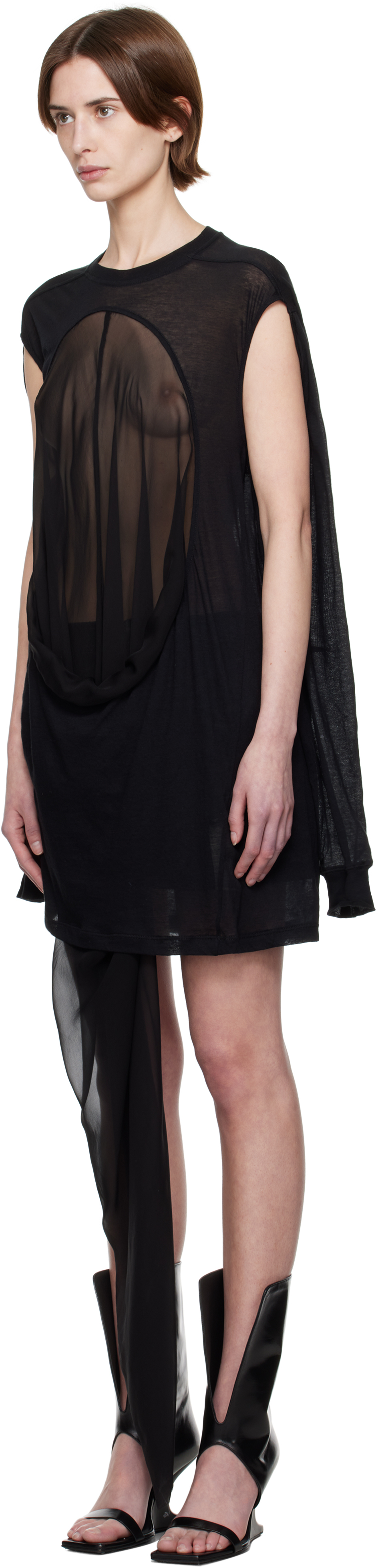 Rick Owens Black Hollywood Drain T-shirt In 0909 Black/black