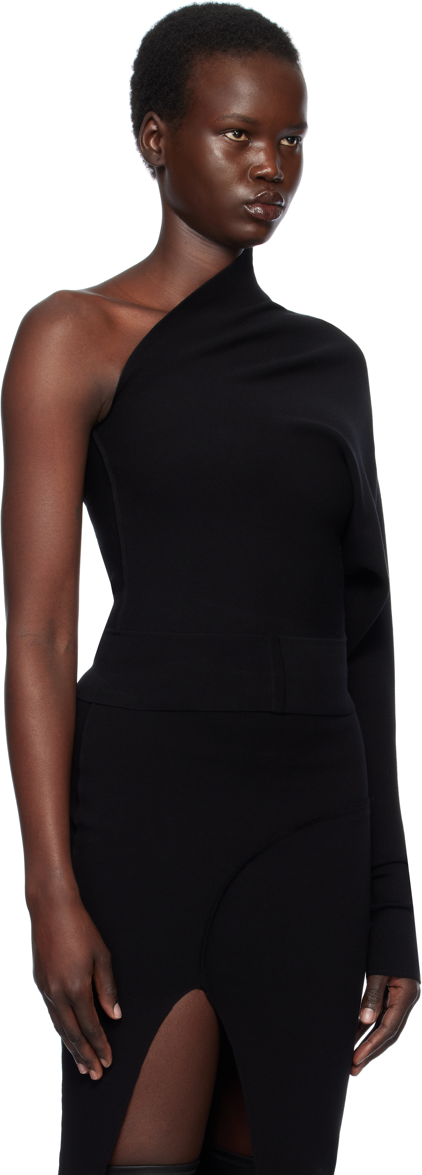Rick Owens Black Hollywood One Shoulder Top In 09 Black