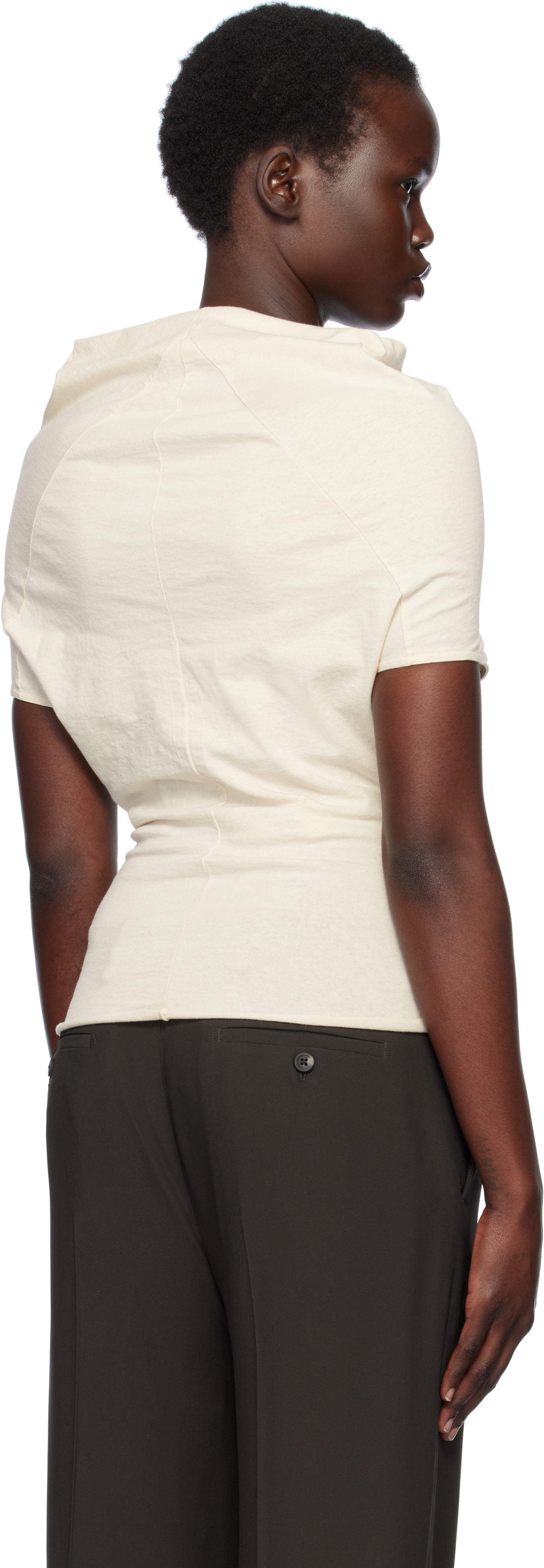 Rick Owens Off-white Hollywood Jersey Shroud T-shirt In 21 Natural