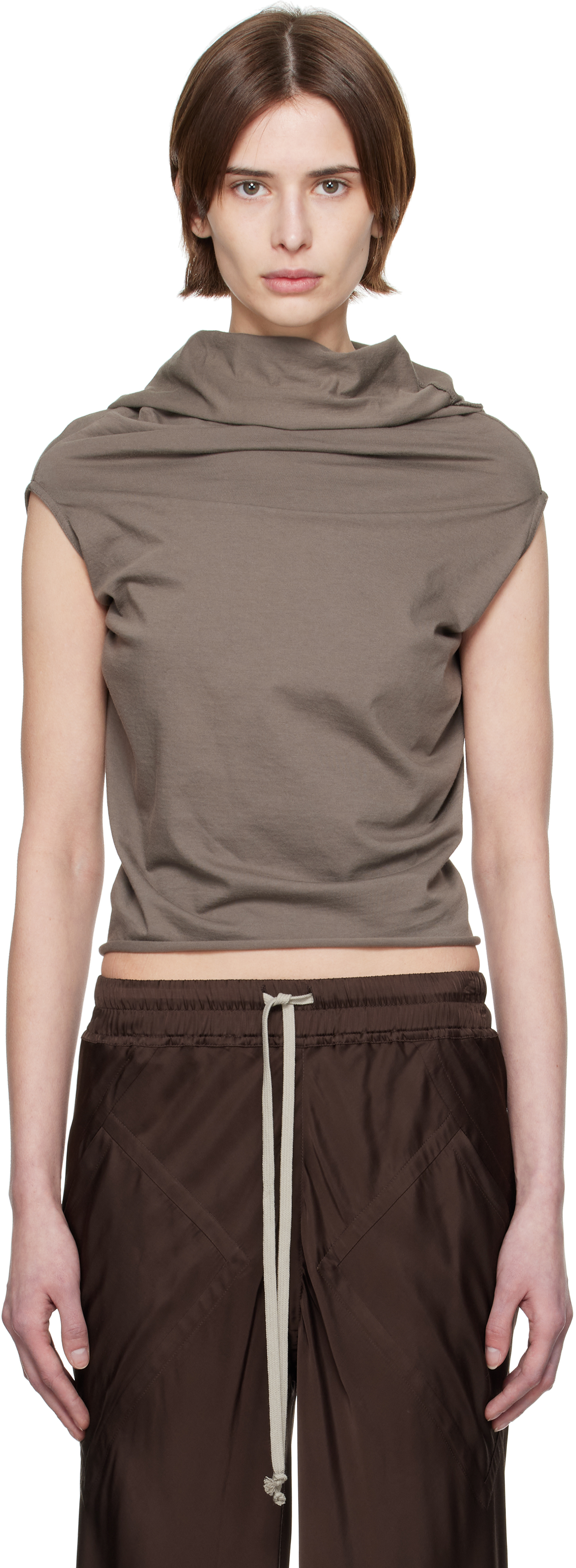 Rick Owens Gray Hollywood Jersey Shroud T-shirt In 34 Dust