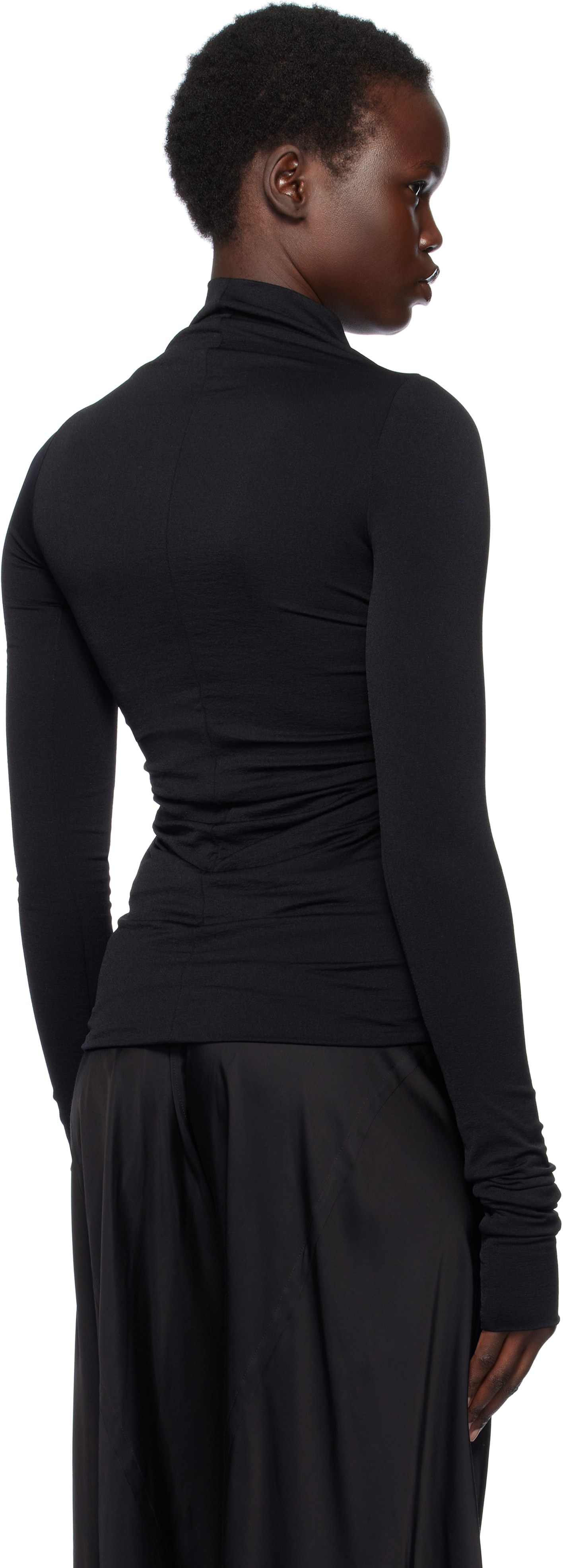 Rick Owens Black Hollywood Jersey Ls Prong T-shirt In 09 Black