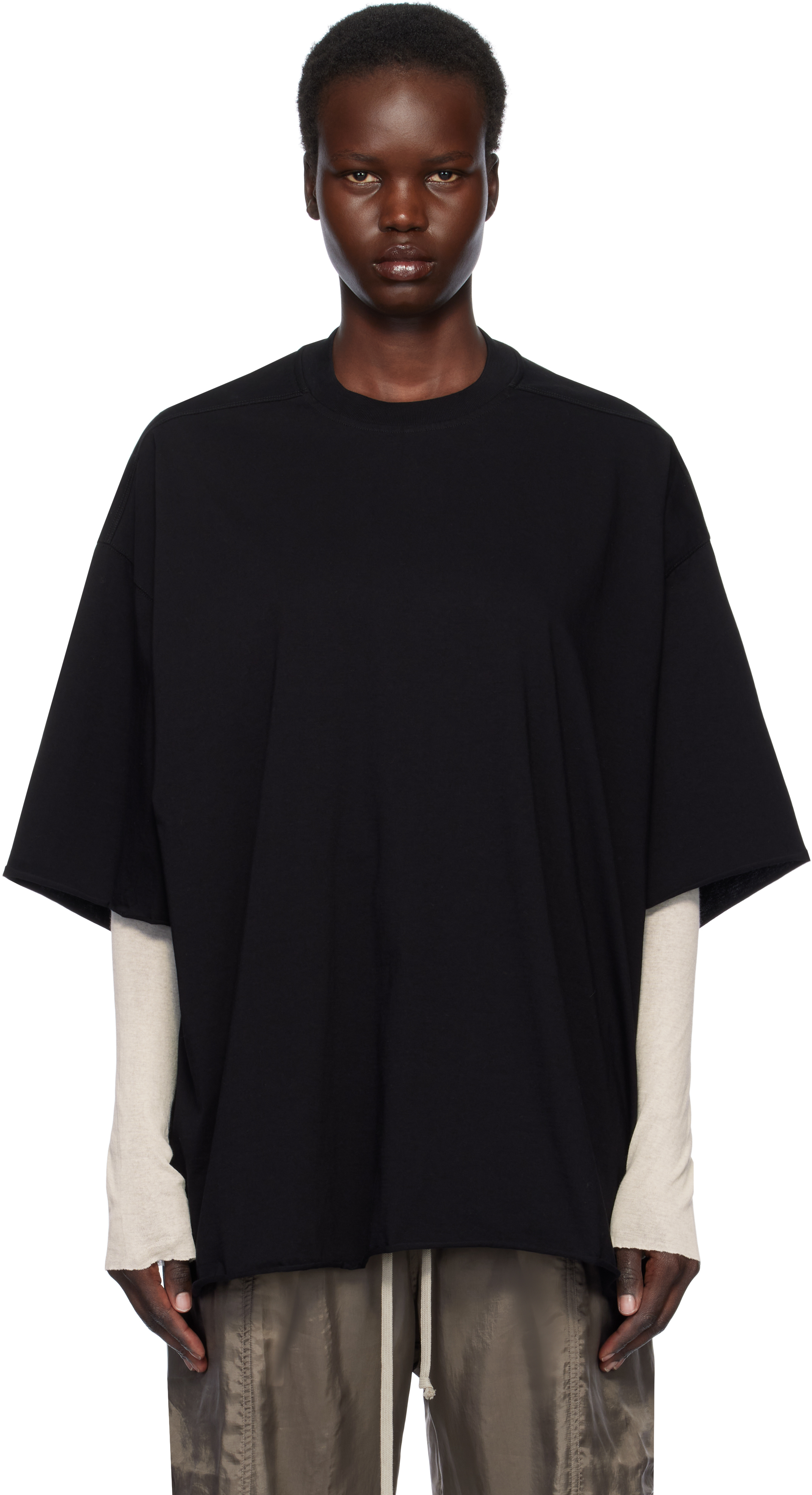 Tシャツ・カットソー RICK OWENS Women Tunic Tops RO01E7264 SCH 09 Black Rick Owens Level T-Shirt in Black | SVD