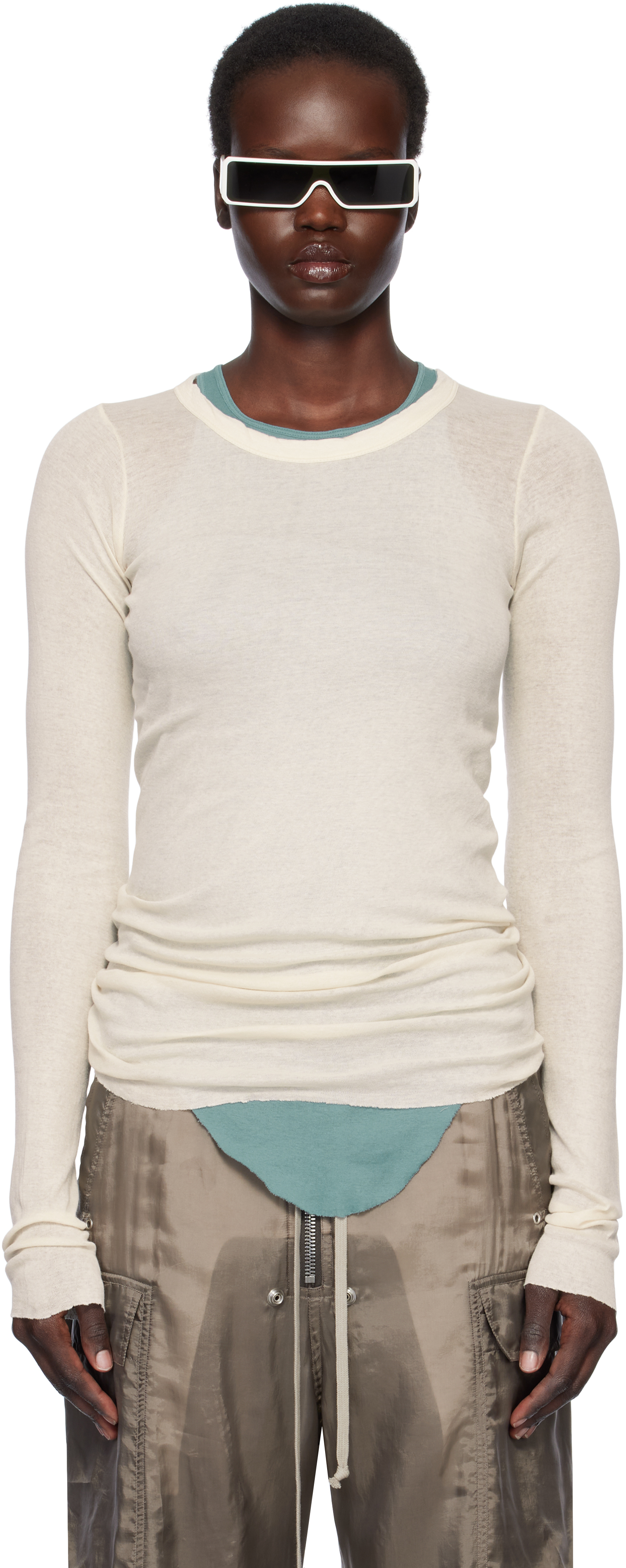 【関税込み】Rick Owens グレー Hollywood Rib 長袖Tシャツ RICK OWENS | RIB LONG SLEEVE TEE