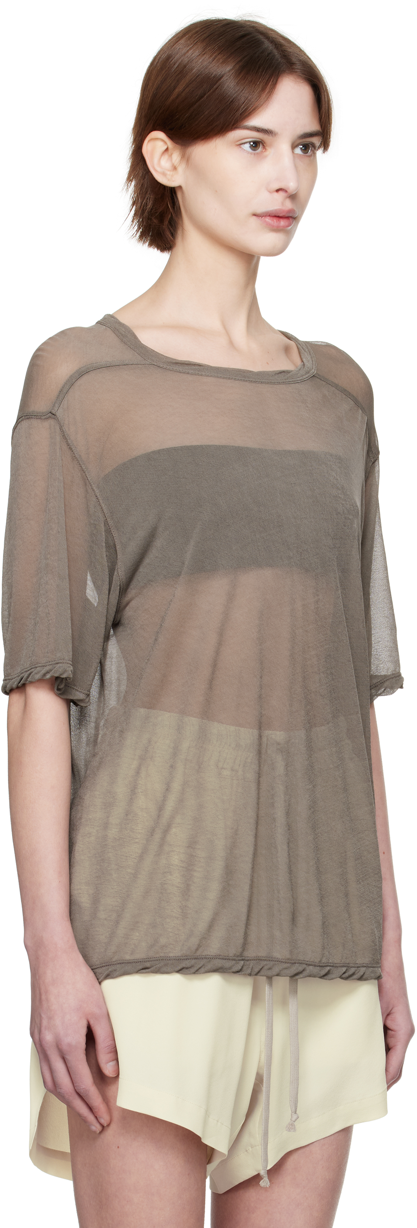 Rick Owens Gray Hollywood Brad T-shirt In 34 Dust