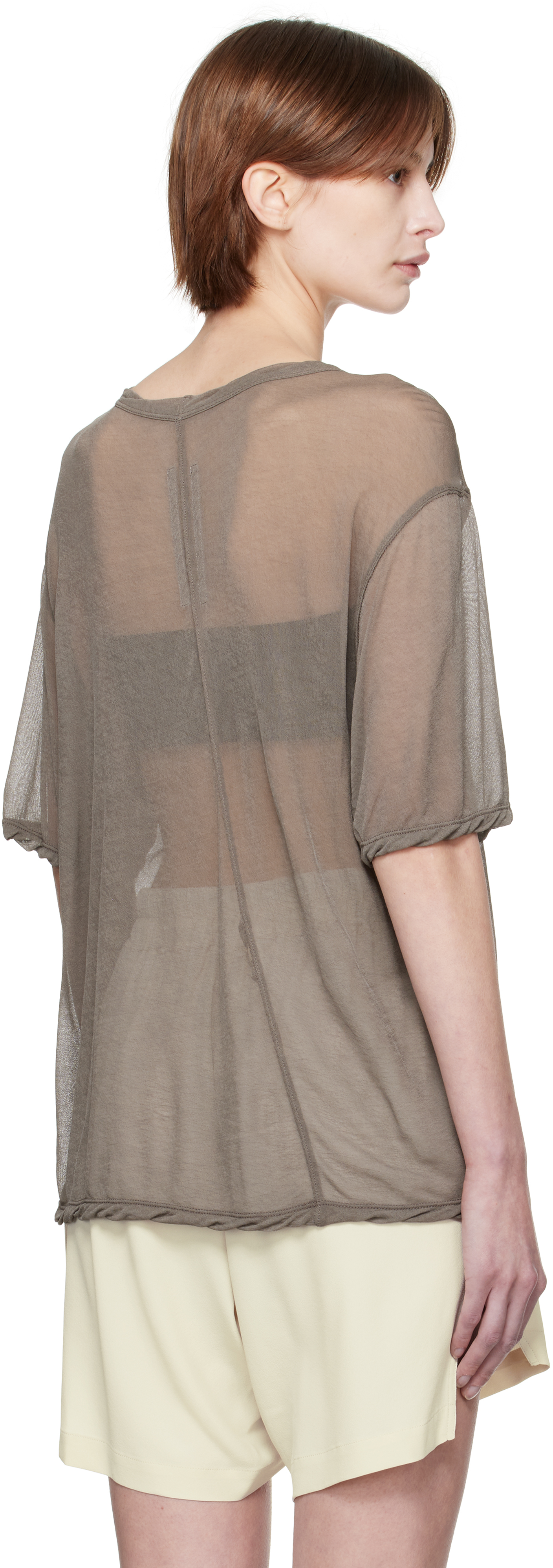Rick Owens Gray Hollywood Brad T-shirt In 34 Dust
