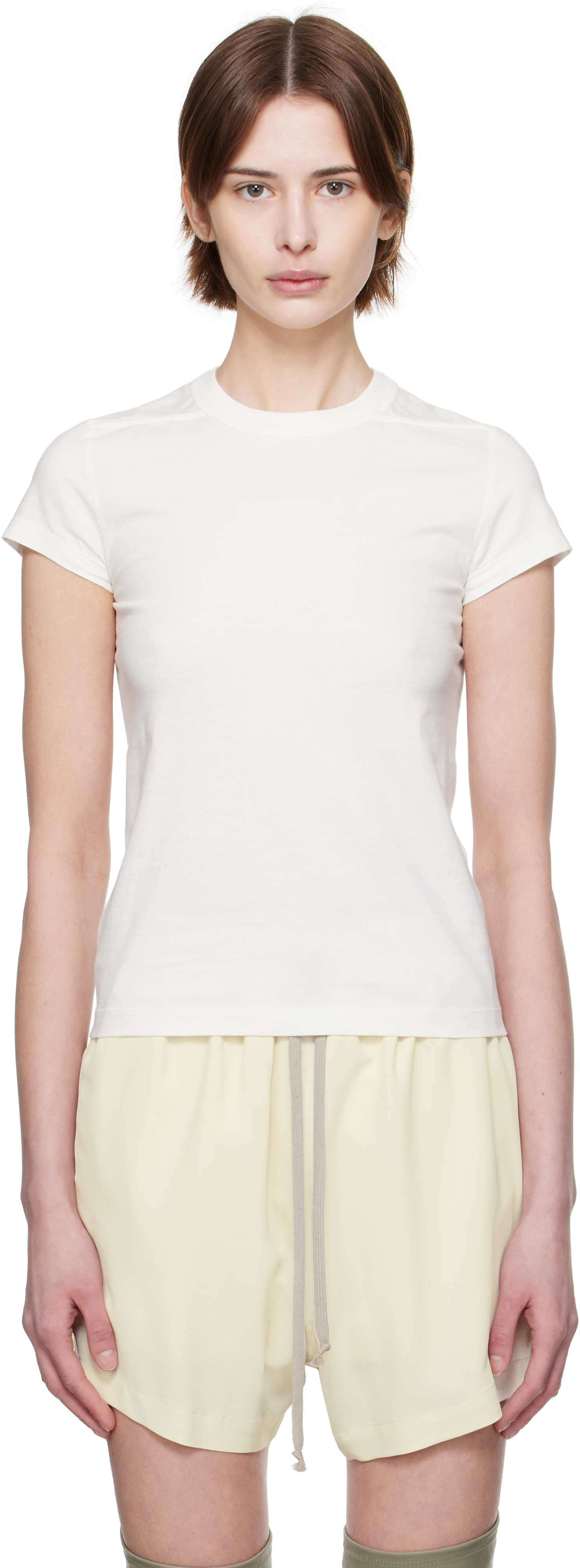 Rick Owens Off-white Hollywood Level T-shirt In 11 Milk
