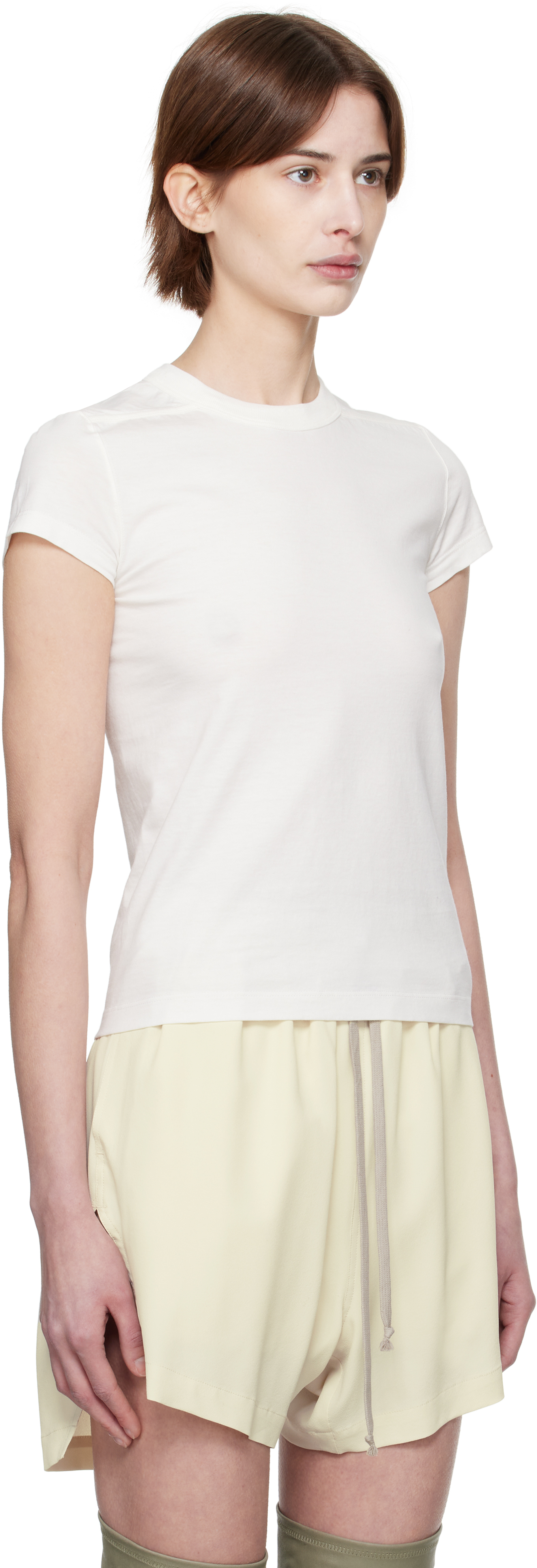 Rick Owens Off-white Hollywood Level T-shirt In 11 Milk