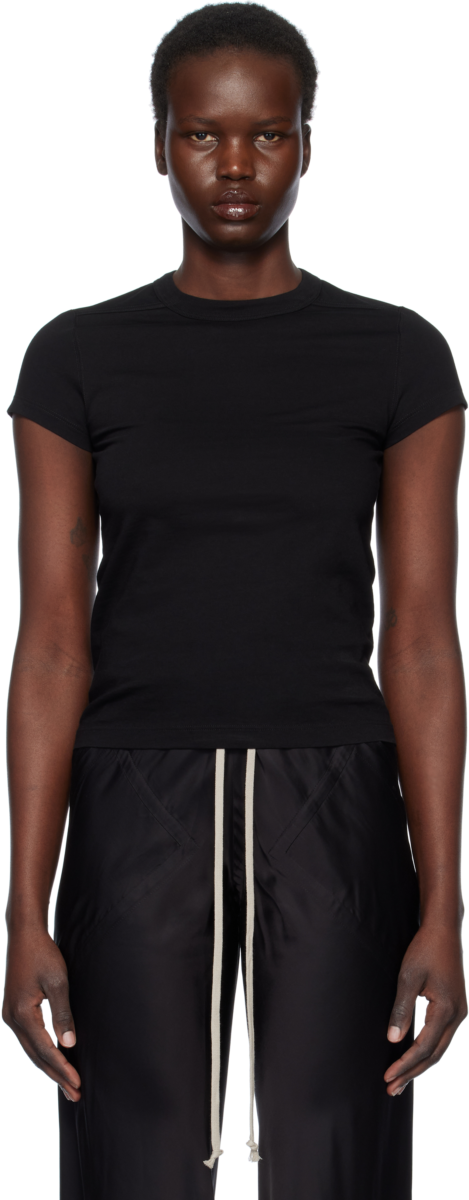 Rick Owens Black Hollywood Cropped Level T-shirt In 09 Black