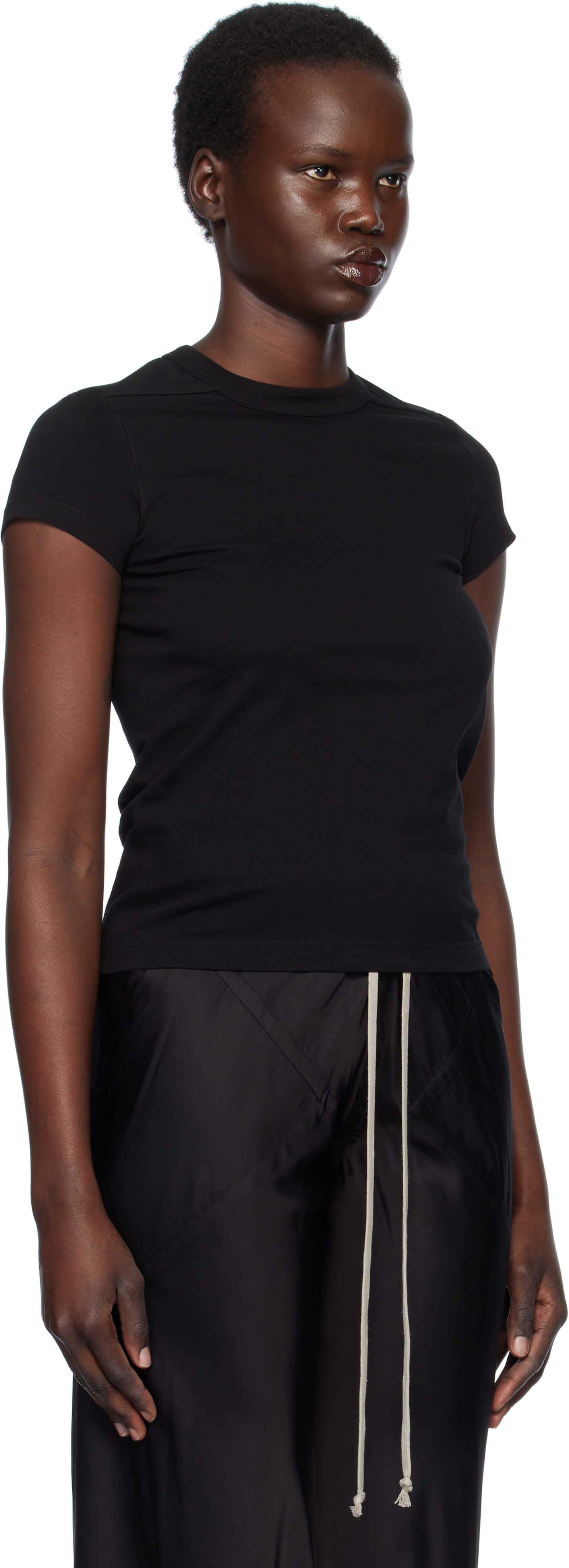 Rick Owens Black Hollywood Cropped Level T-shirt In 09 Black