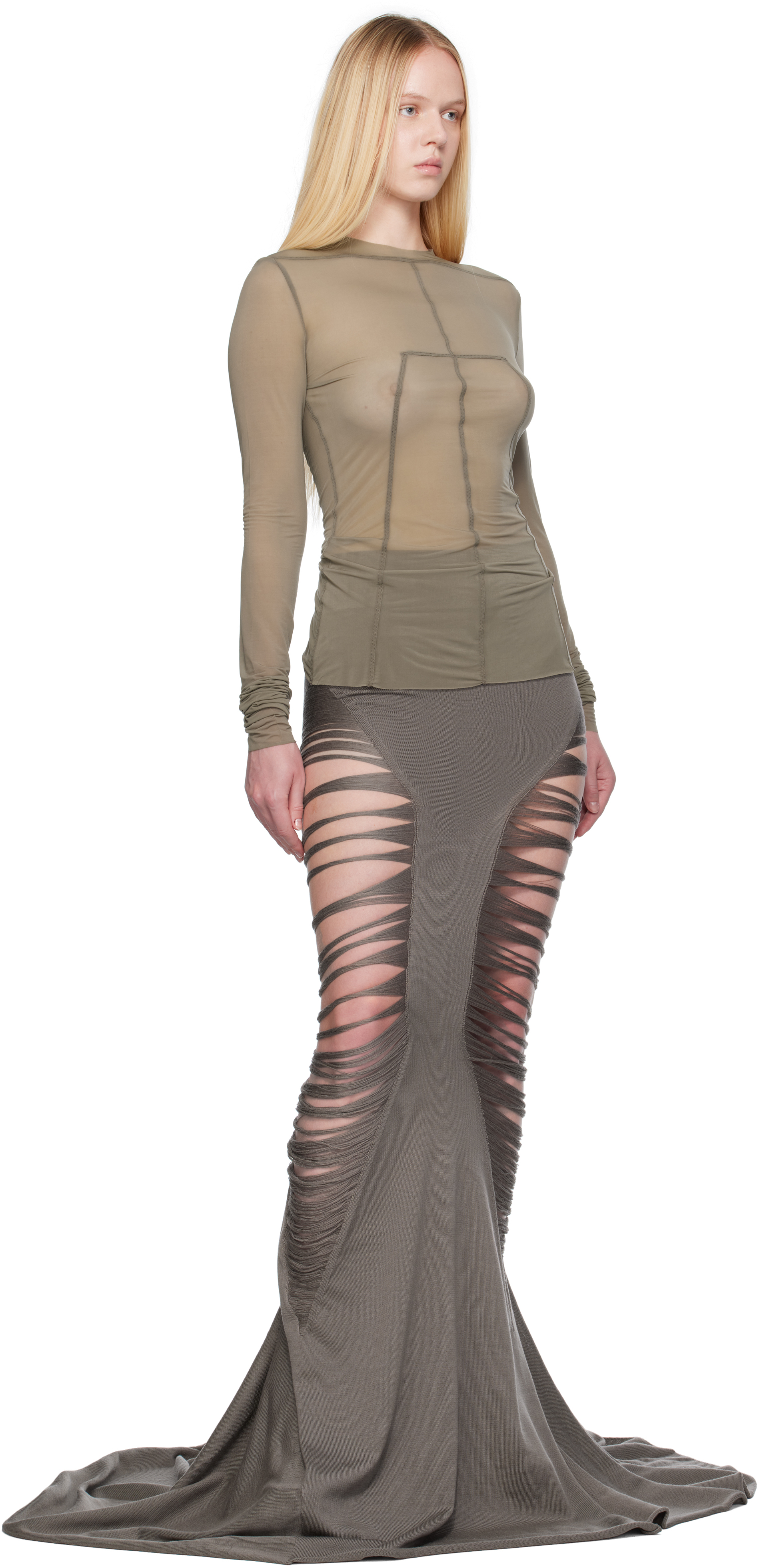 Rick Owens Gray Hollywood Lido Top In Green